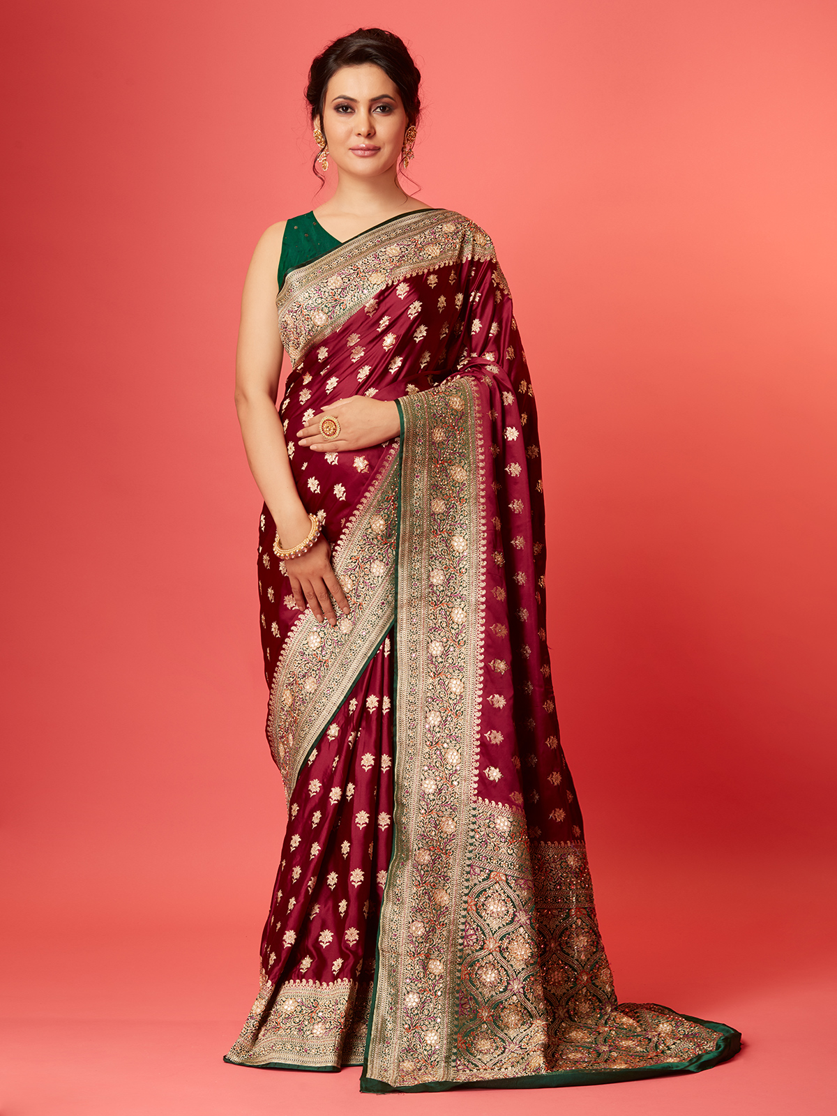 Heavy silk sarees for wedding sale