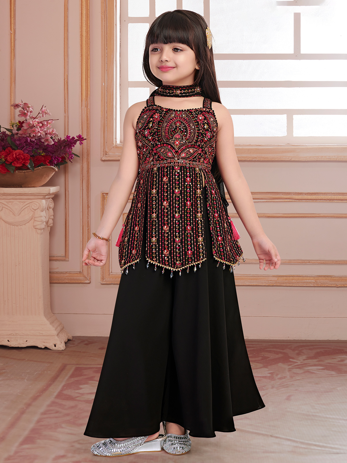 Small girl plazo suit deals