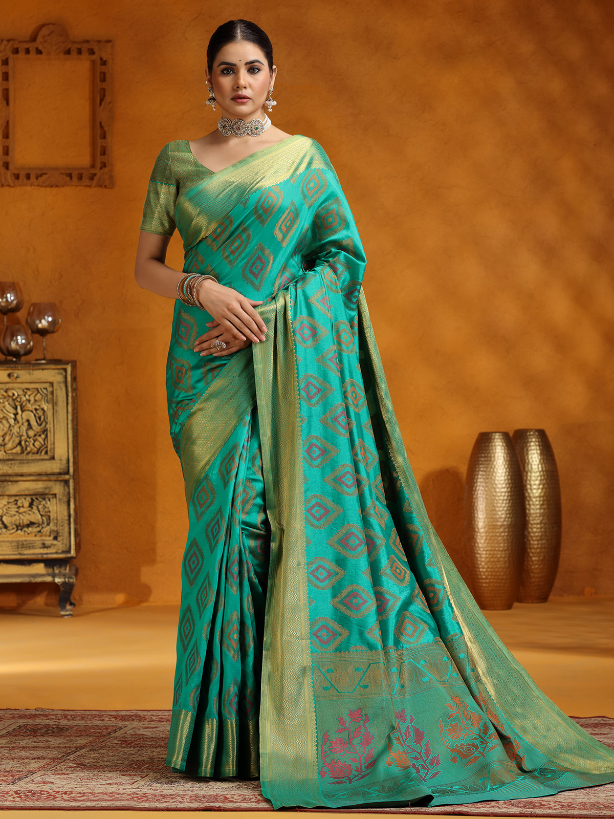 aqua_silk_saree_with_zari_embe