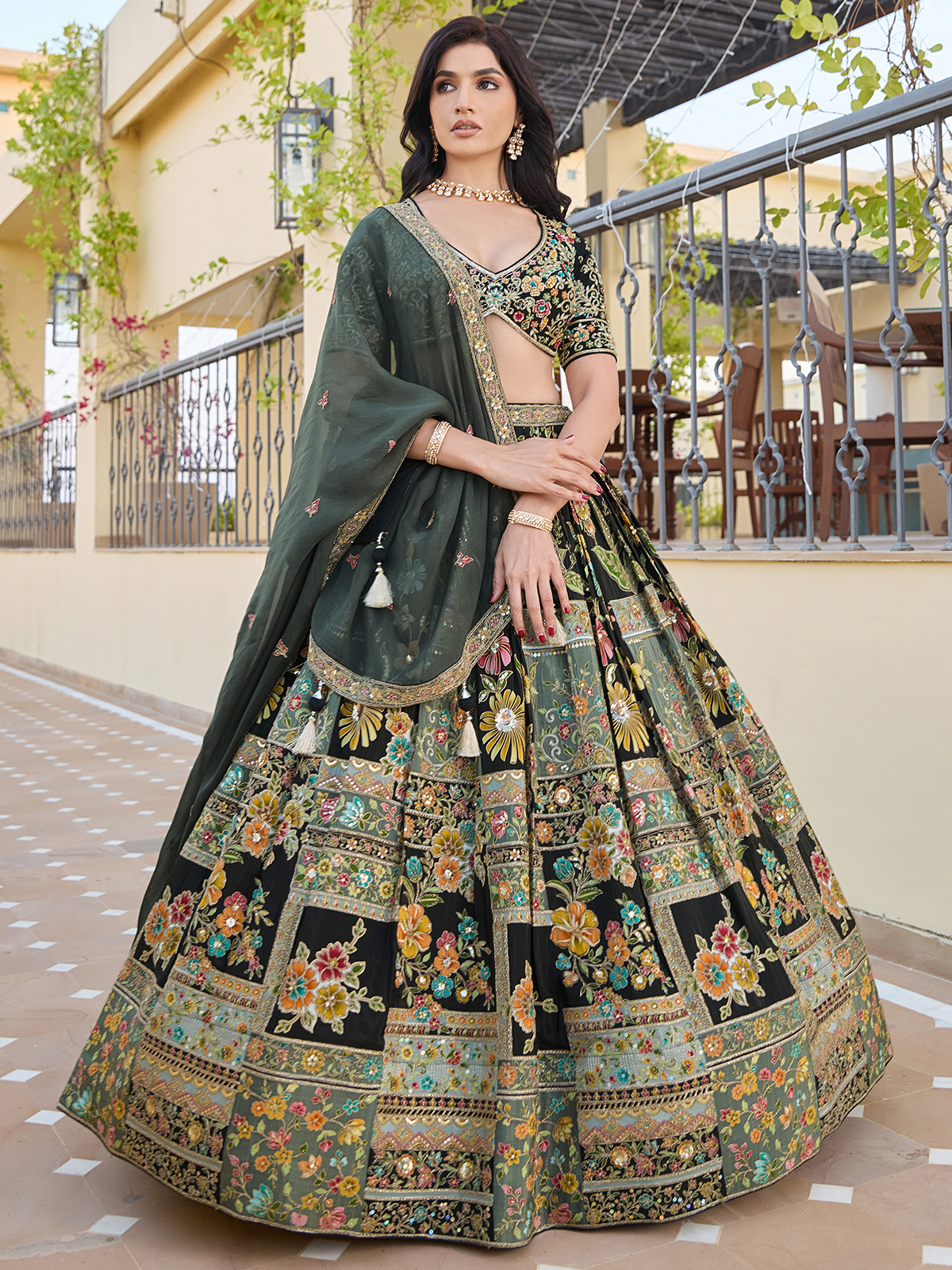 buy black lehenga online