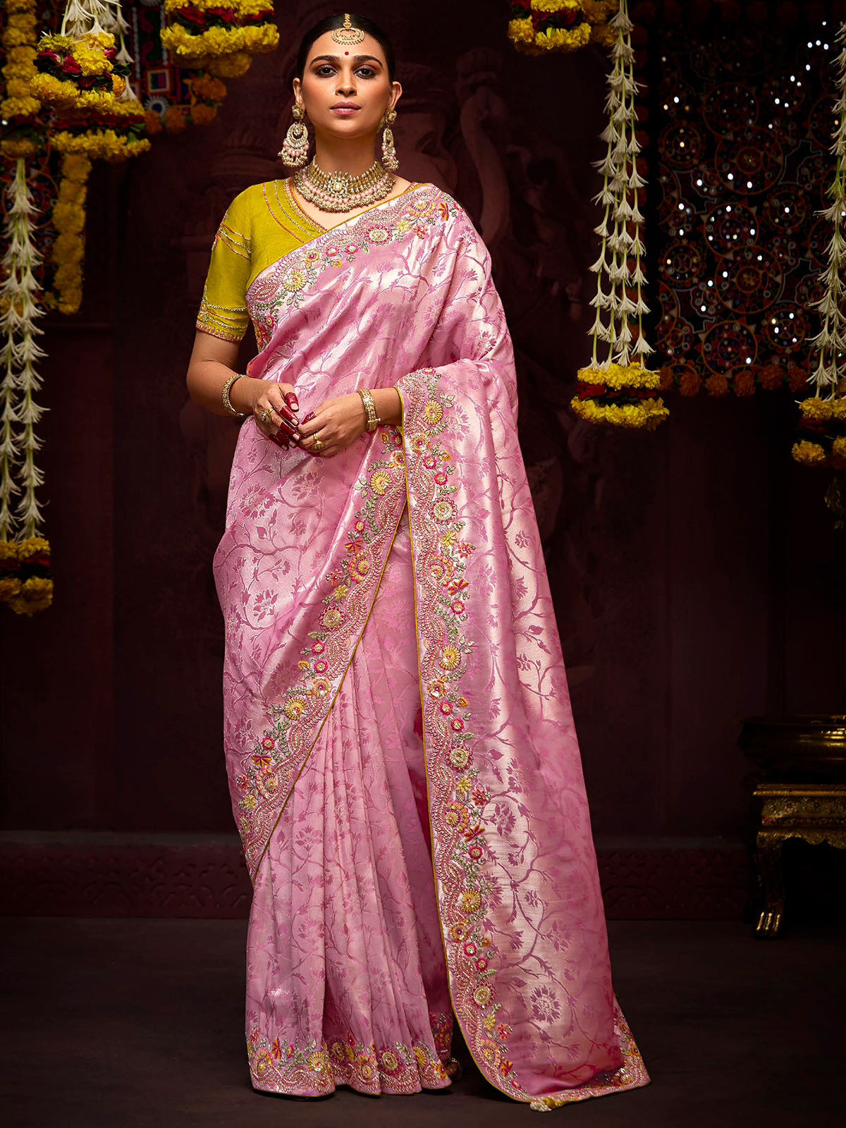 Pink silk wedding saree new arrivals