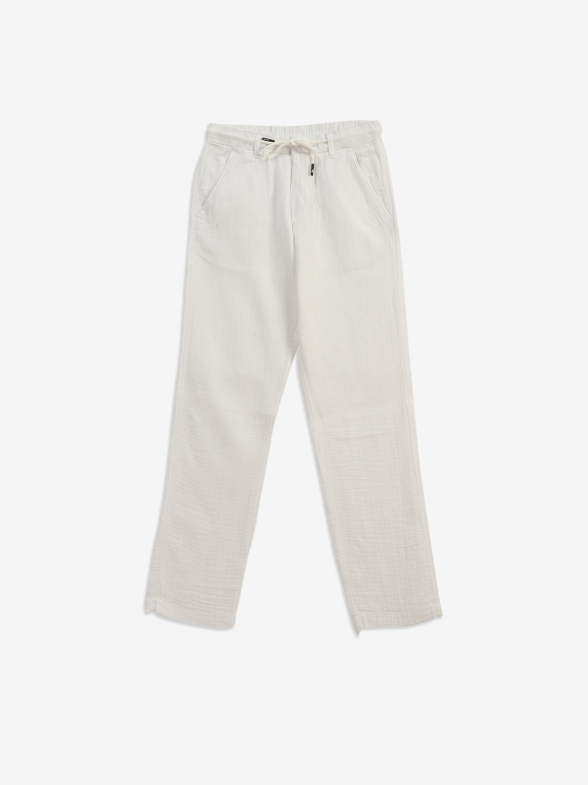 【SATIIIZ】Raden track wide cotton pants beevee_white_solid_cotton_trac