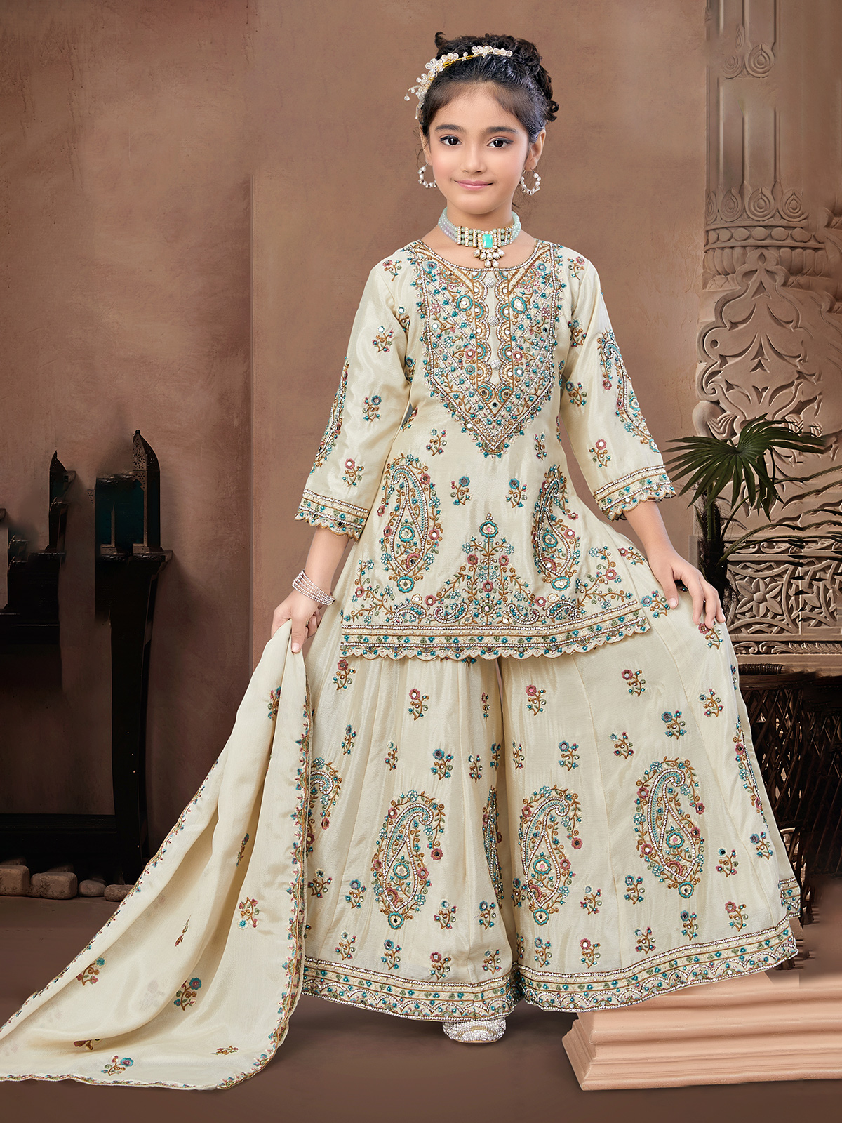 Buy Beige Salwar Suits for Girls in USA Perfect Blend of
