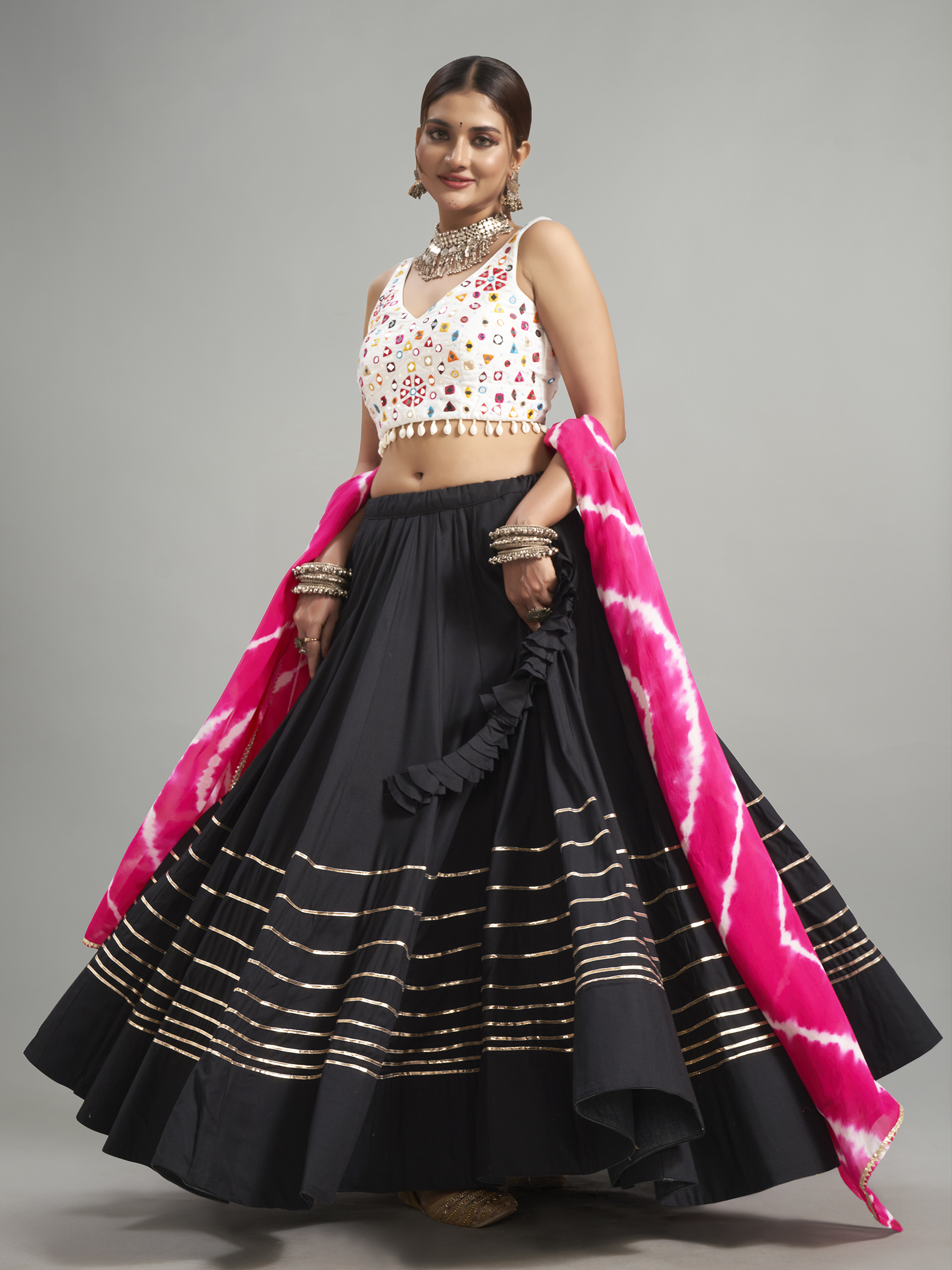 Ghagra choli in black cheap