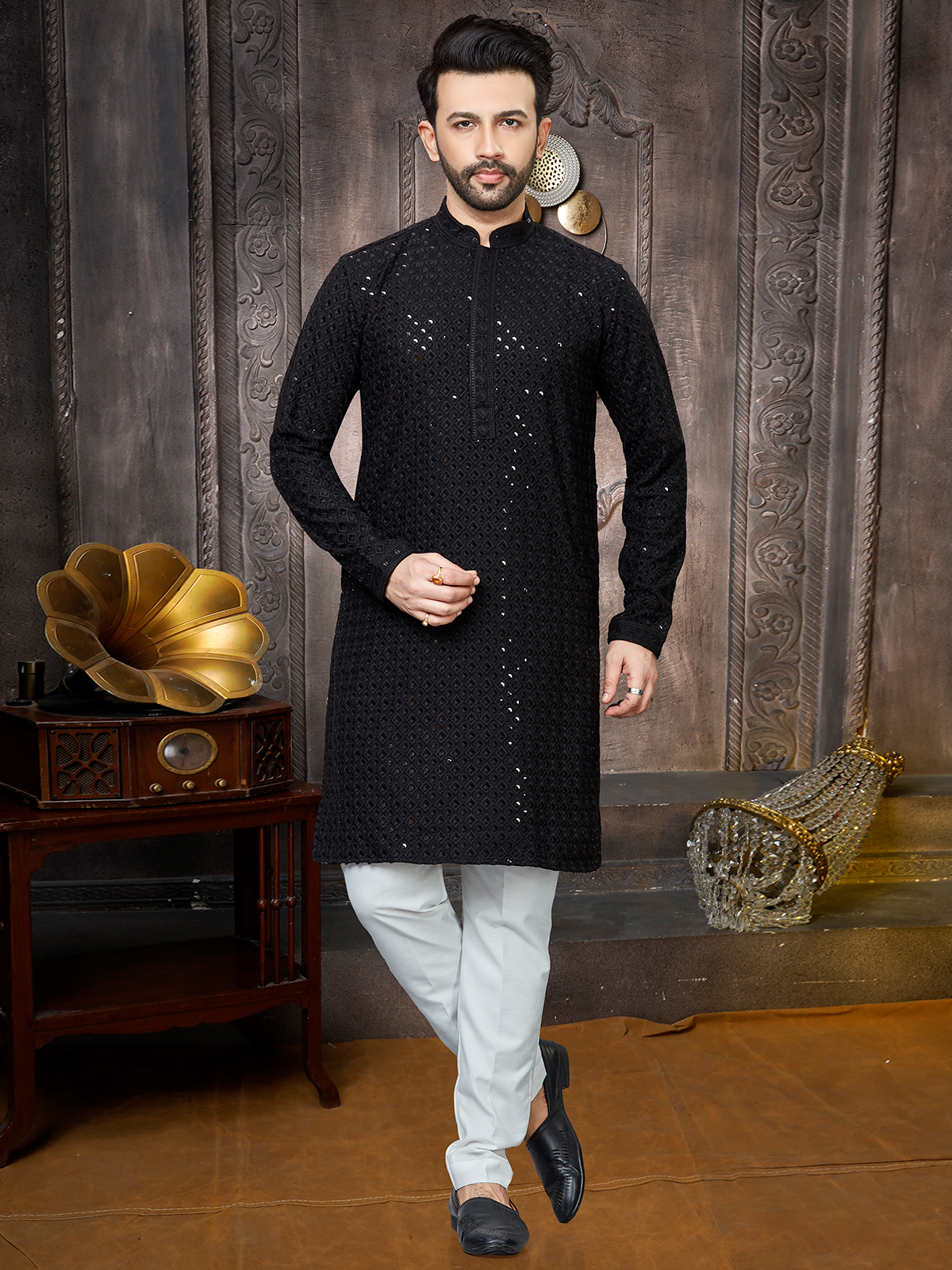 Pajama Set Black Kurta With Shoes Black Kurta Pajama: Buy Unique