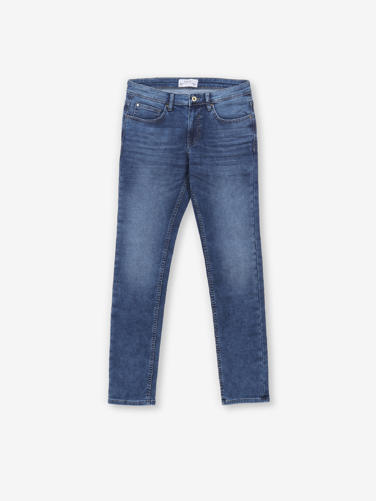 Slim Jeans Celio Jeans Price Shop Navy Blue Cotton Blend Solid