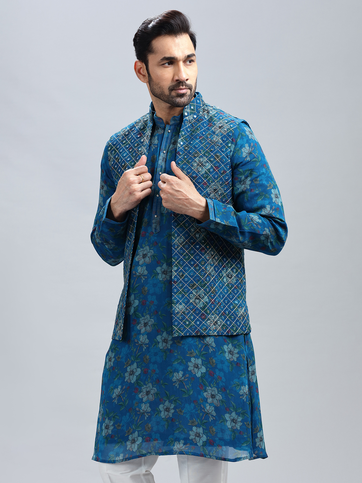 Men's kurta and waistcoat clearance