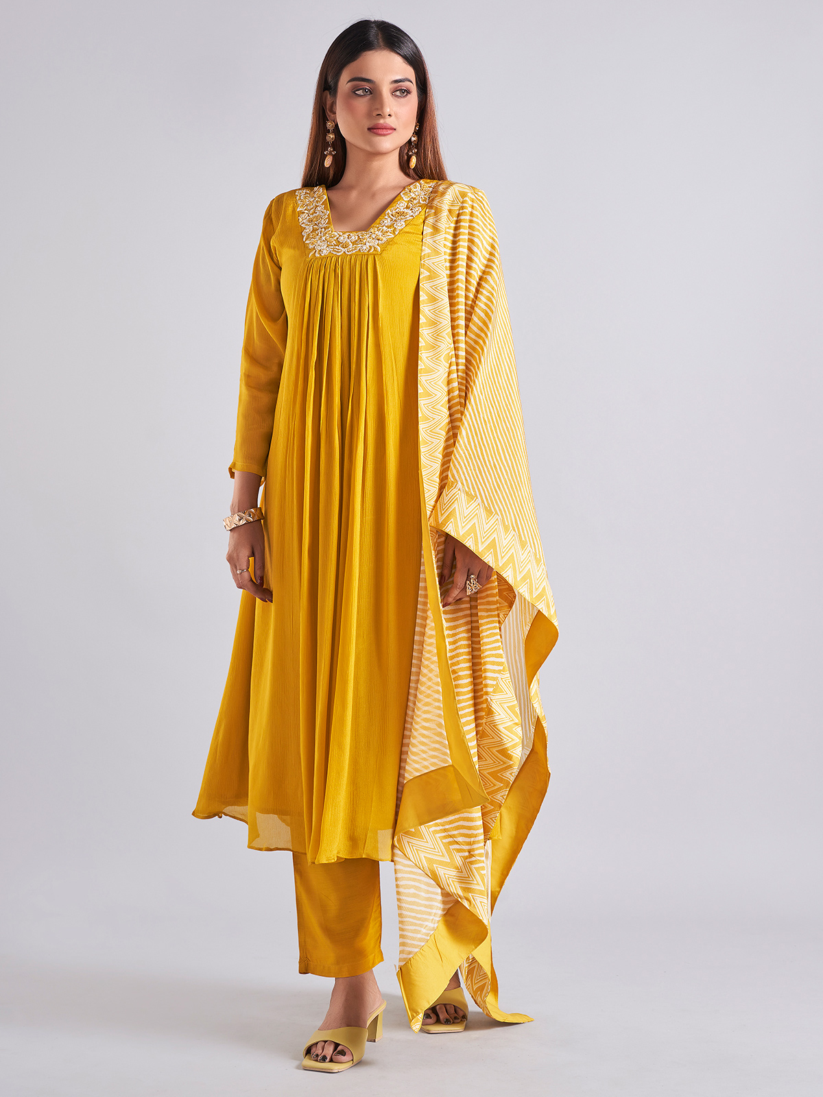 Punjabi salwar suit in yellow colour hotsell