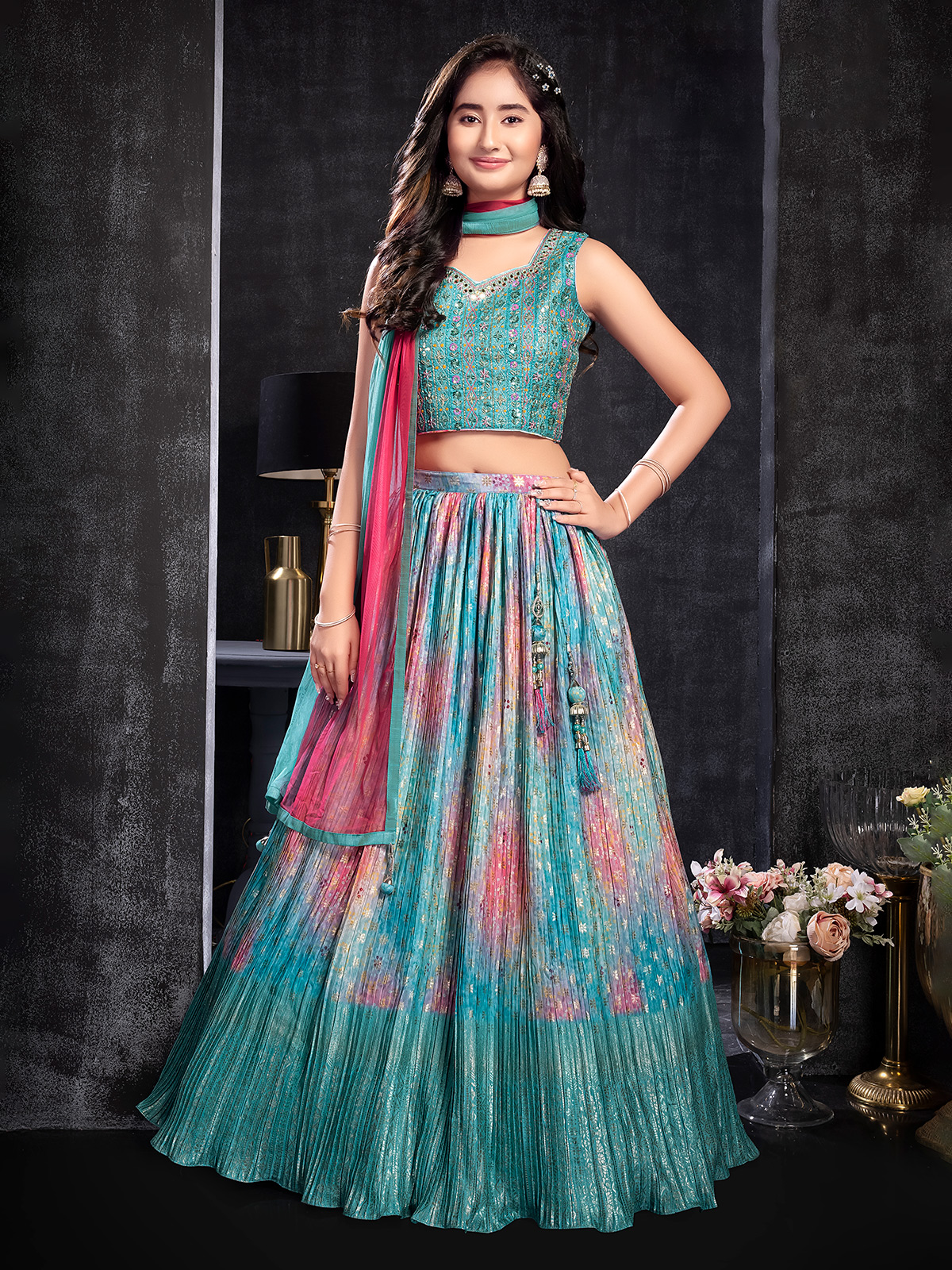 Buy 1 to 14 years Girls Blue Lehenga Choli