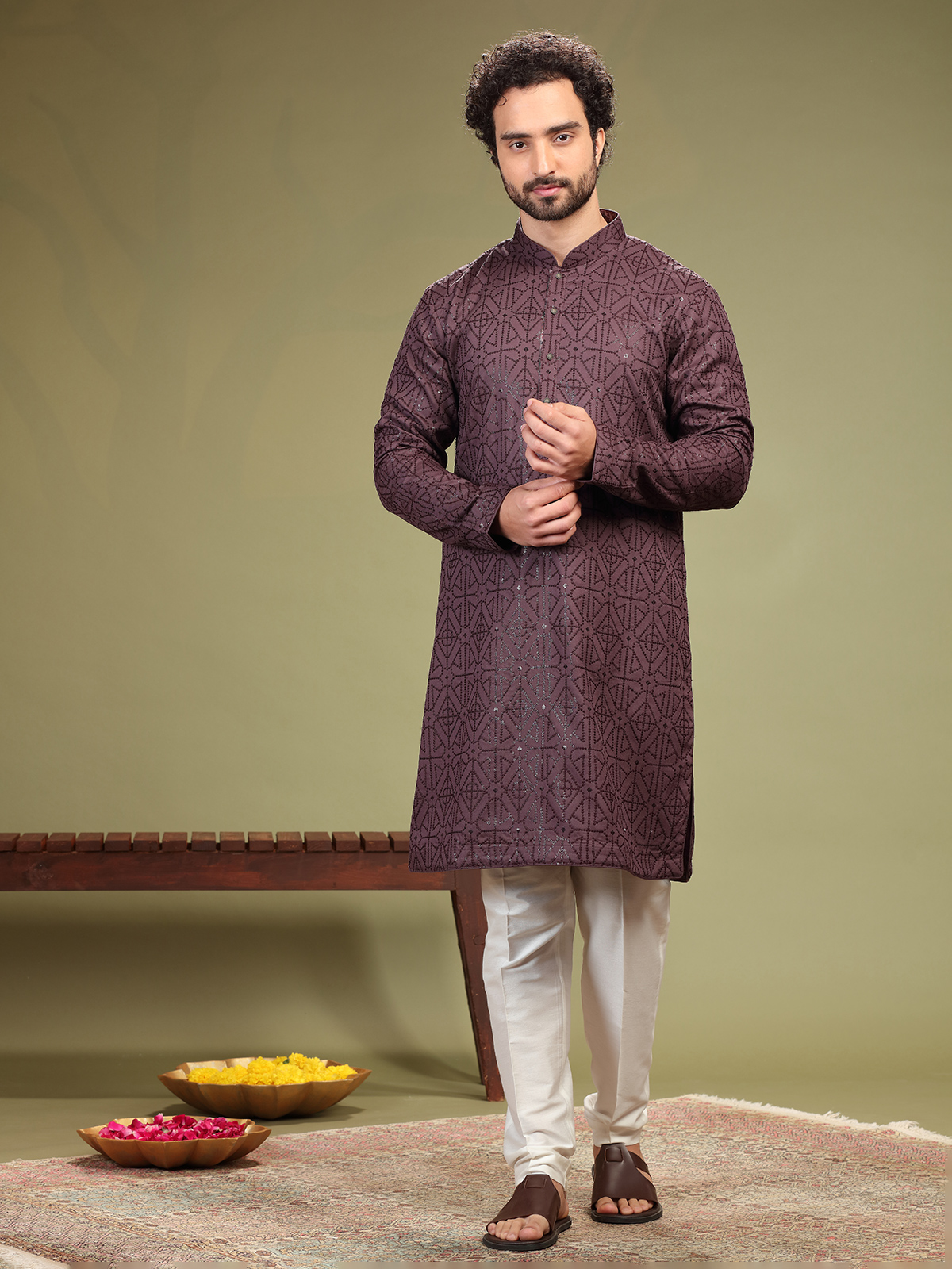 Brown Kurta Pajama Buy Rich Brown Kurta Pajama Online in Canada