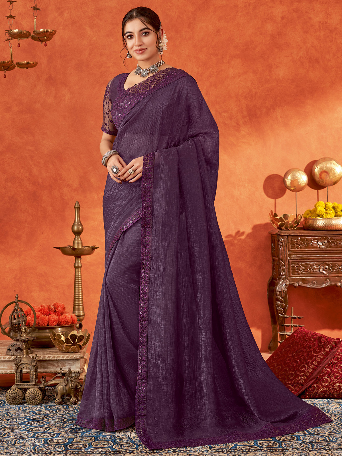 Purple bridal saree hotsell