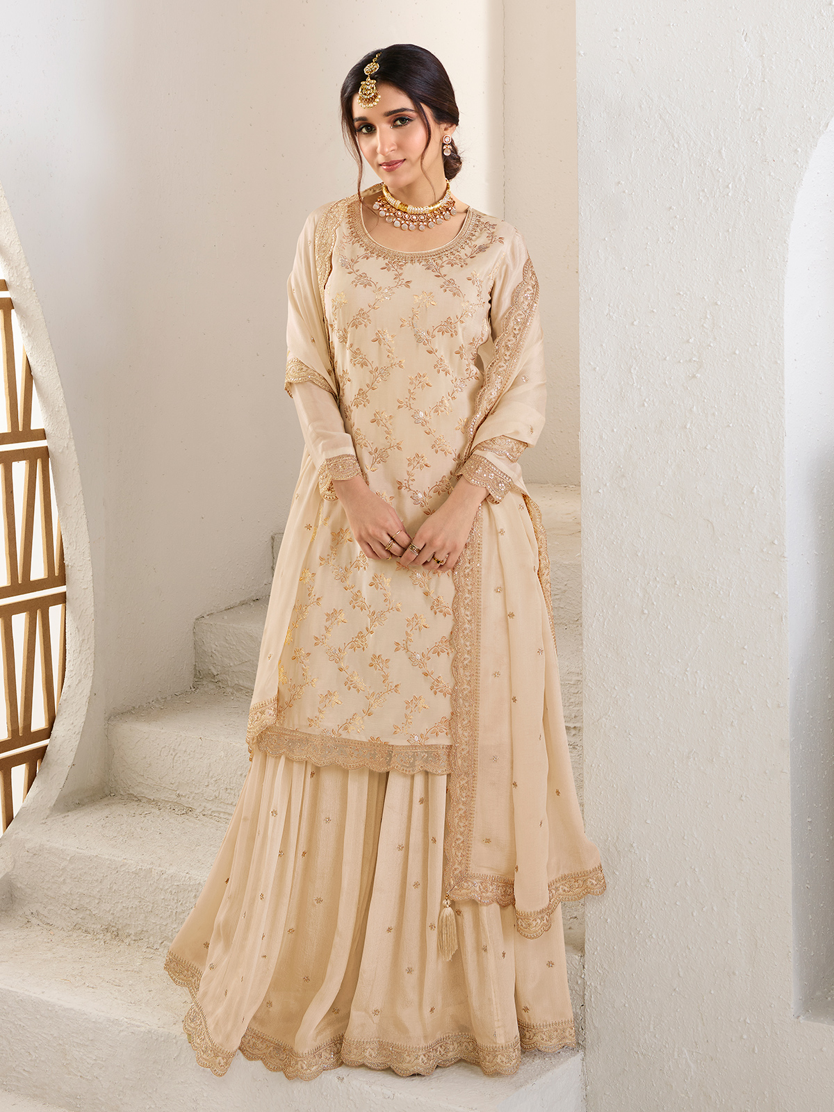 Buy Cream Salwar Suits online at G3Fashion in United States