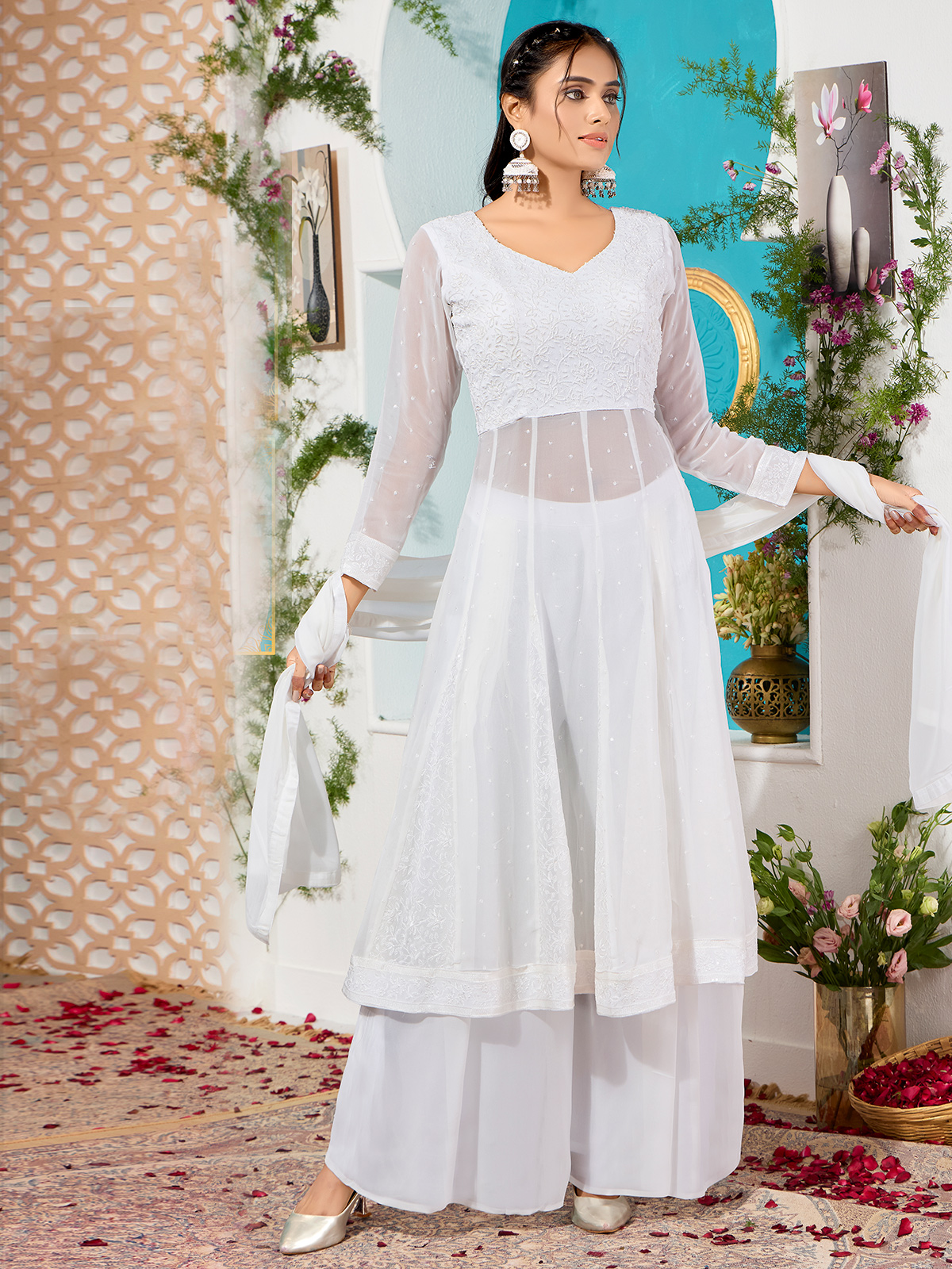 Pure shops white cotton salwar suit