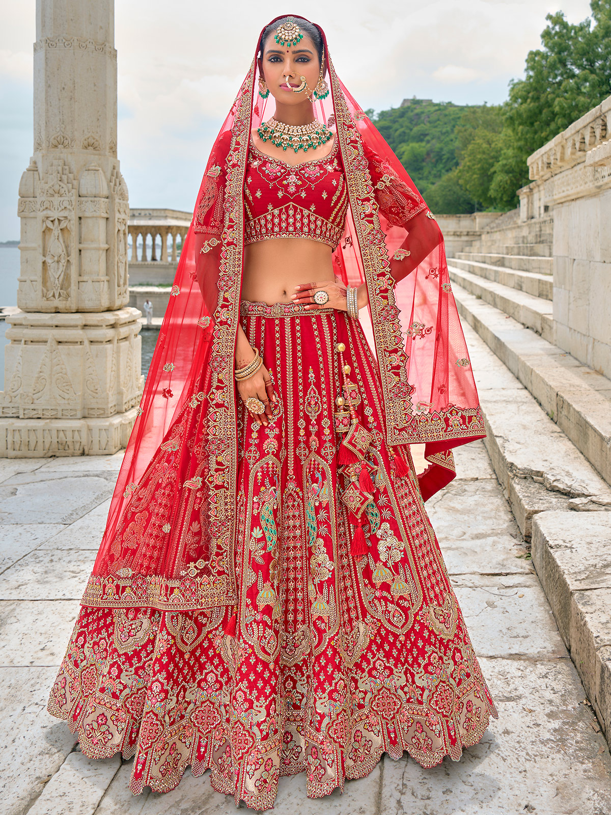 Red lehengas for brides on sale