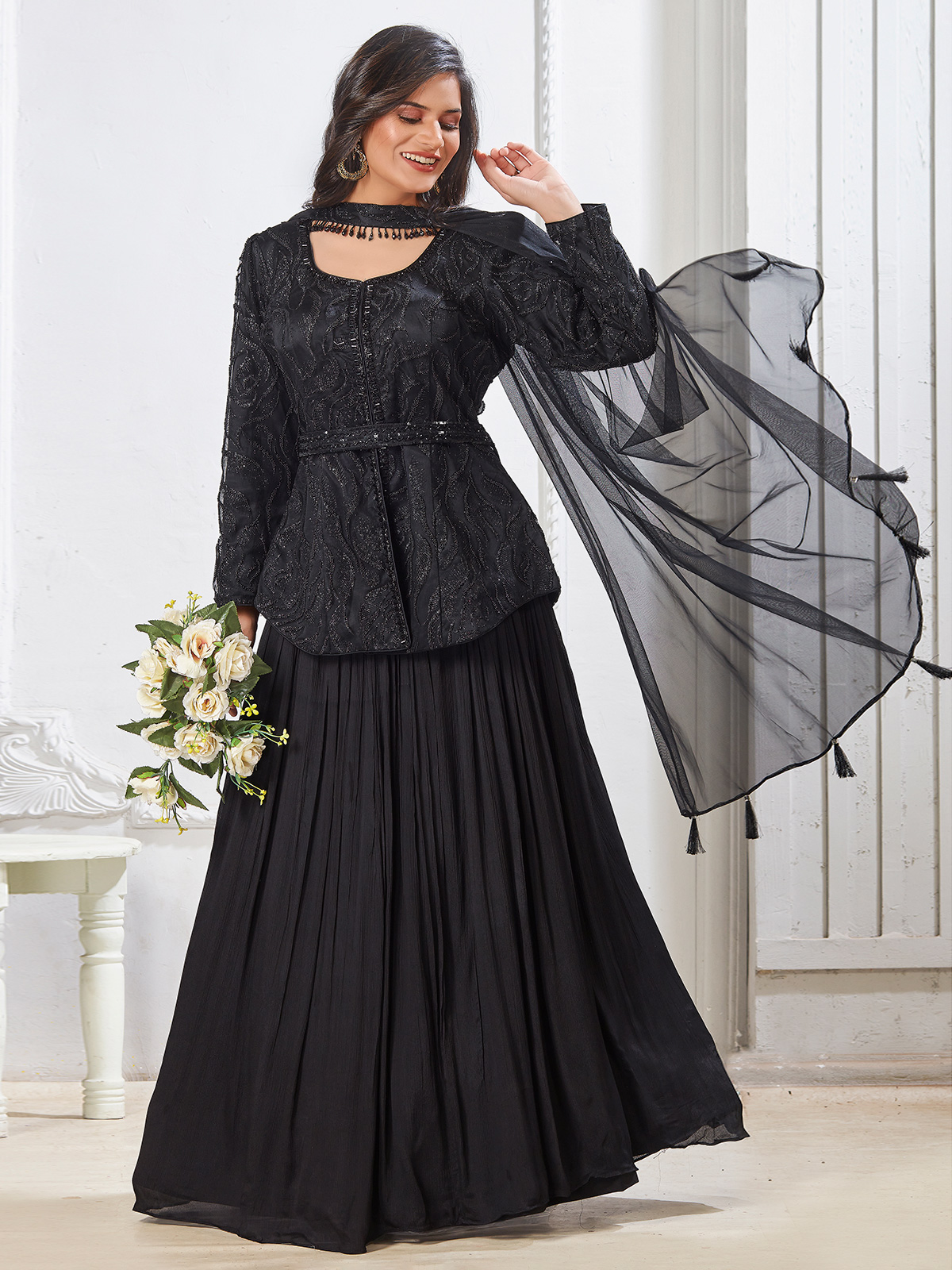 Black Lehenga Buy Black Colour Shade Lehenga Online United Kingdom