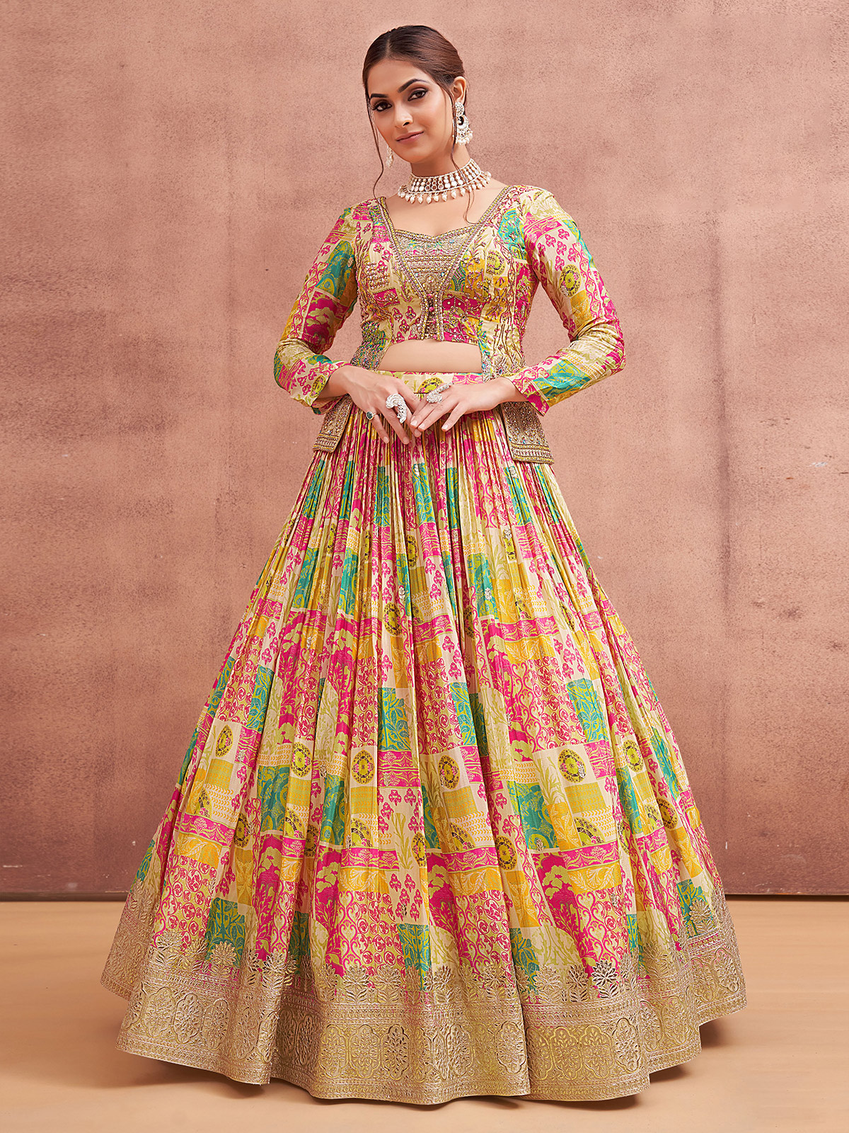 Free Stitching - Yellow Lehenga Choli, Heavy Ghagra Choli for women, Georgette lehenga, Cocktail Lehenga, Wedding on sale Dress, Bridesmaid lehnega