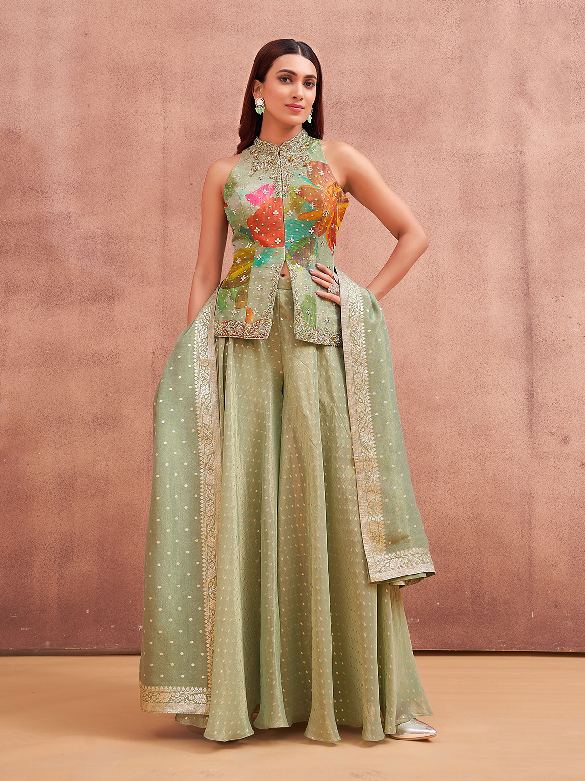 Dark green salwar fashion suit