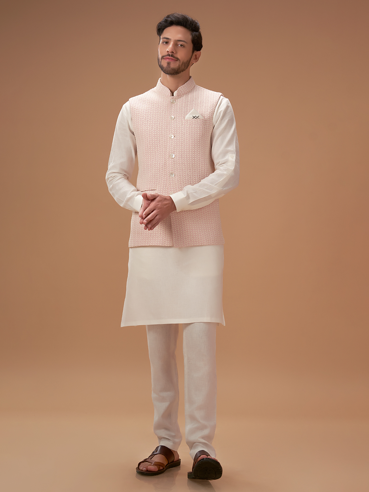 Pink waistcoat mens top