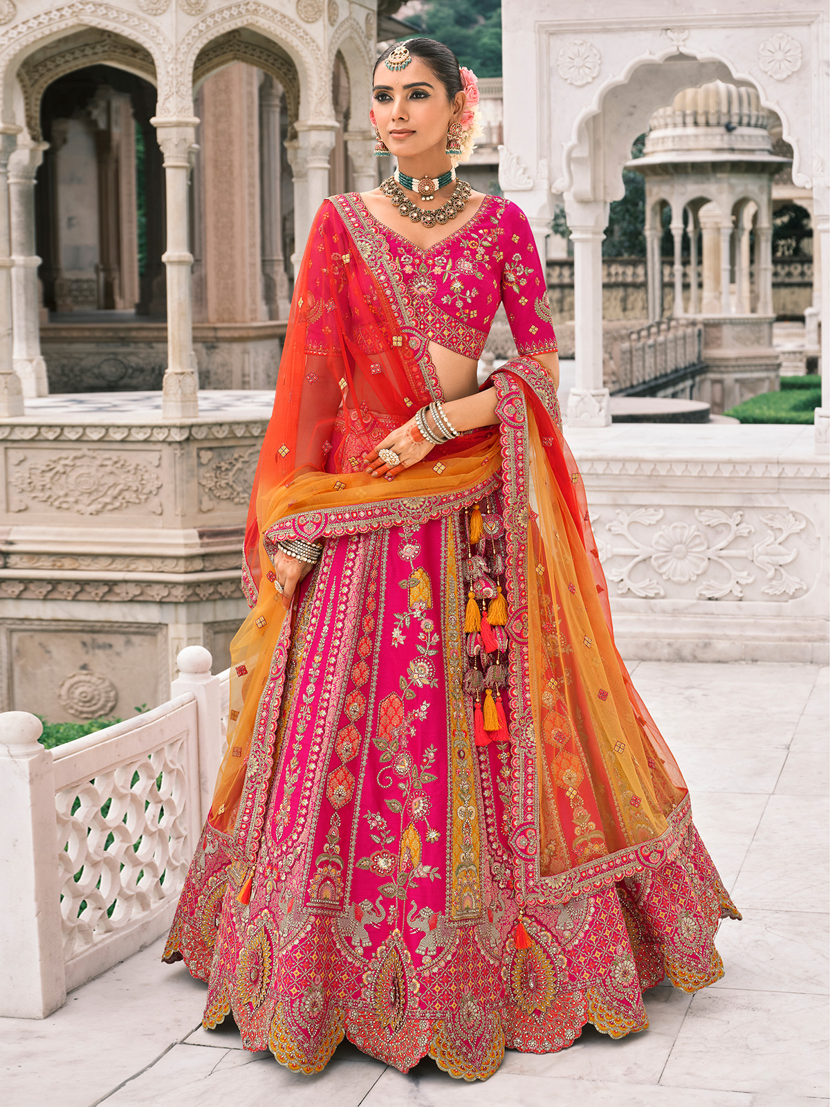pavo real magenta chaniya choli