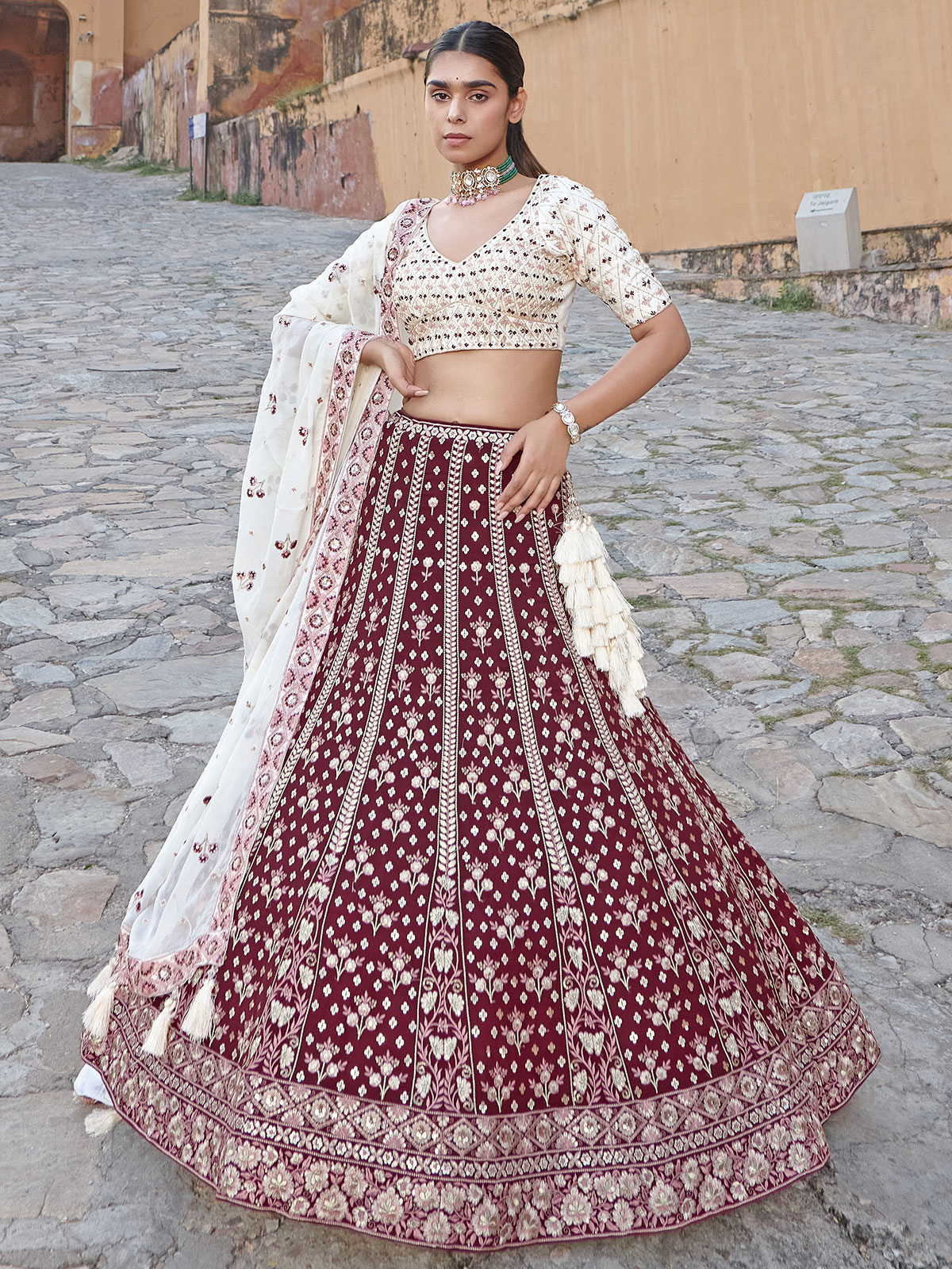 Maroon Lehenga Online Store