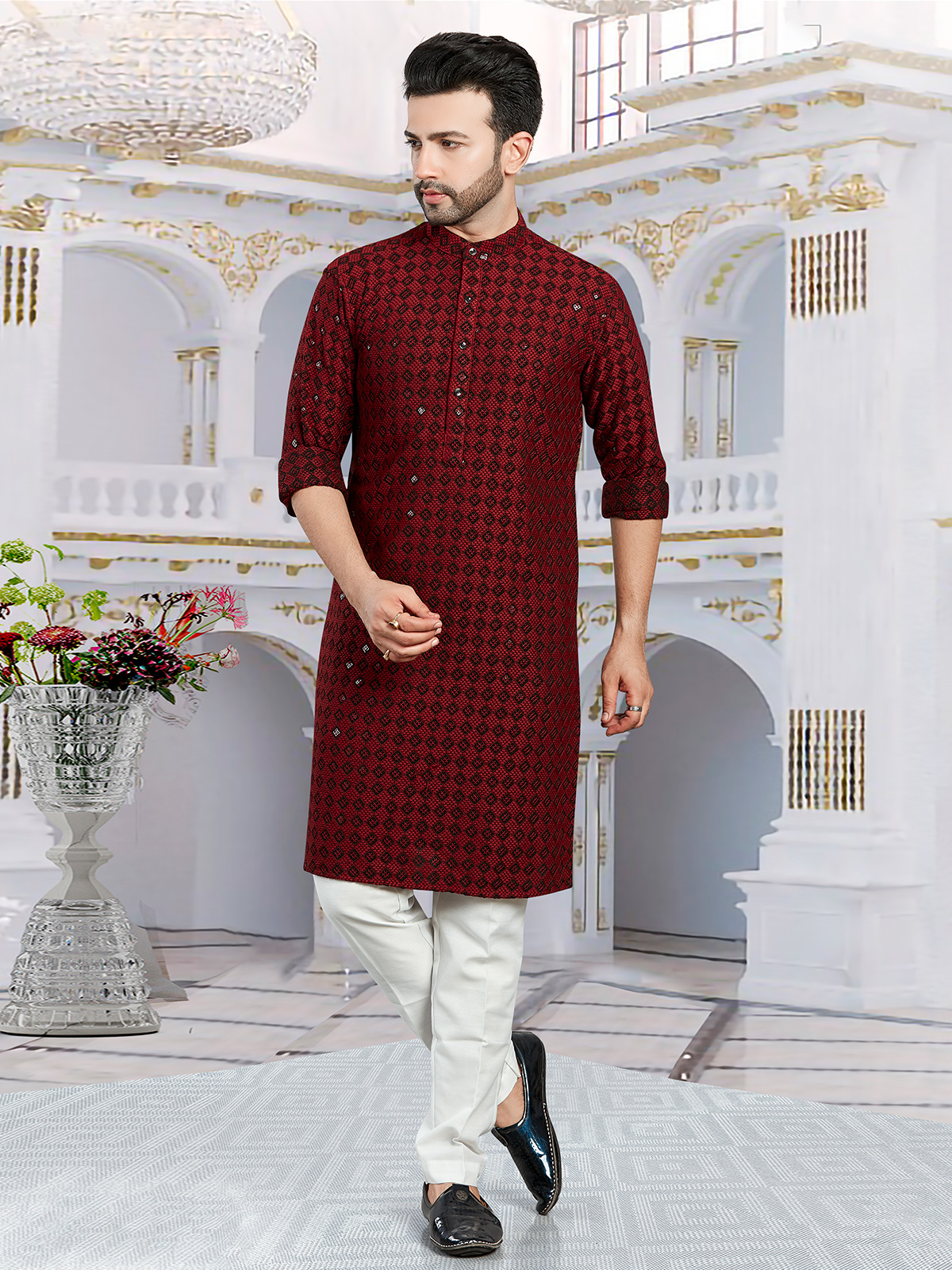 Maroon Kurta Pajama Buy Elegant Maroon Kurta Pajama Online in