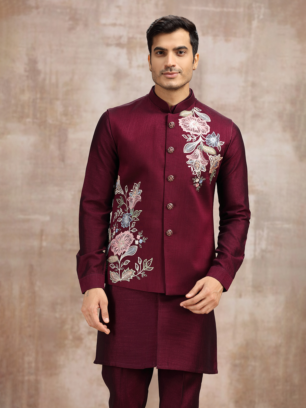 Maroon Waistcoat Set