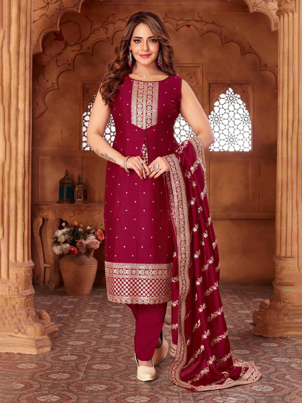 Buy Maroon Colour Suit for Women in India