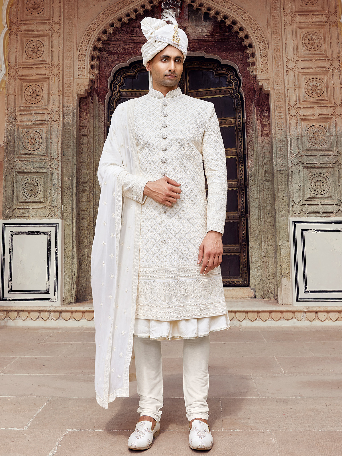 Dulha Sherwani Pathani Sherwani Design Sherwanis: Buy White