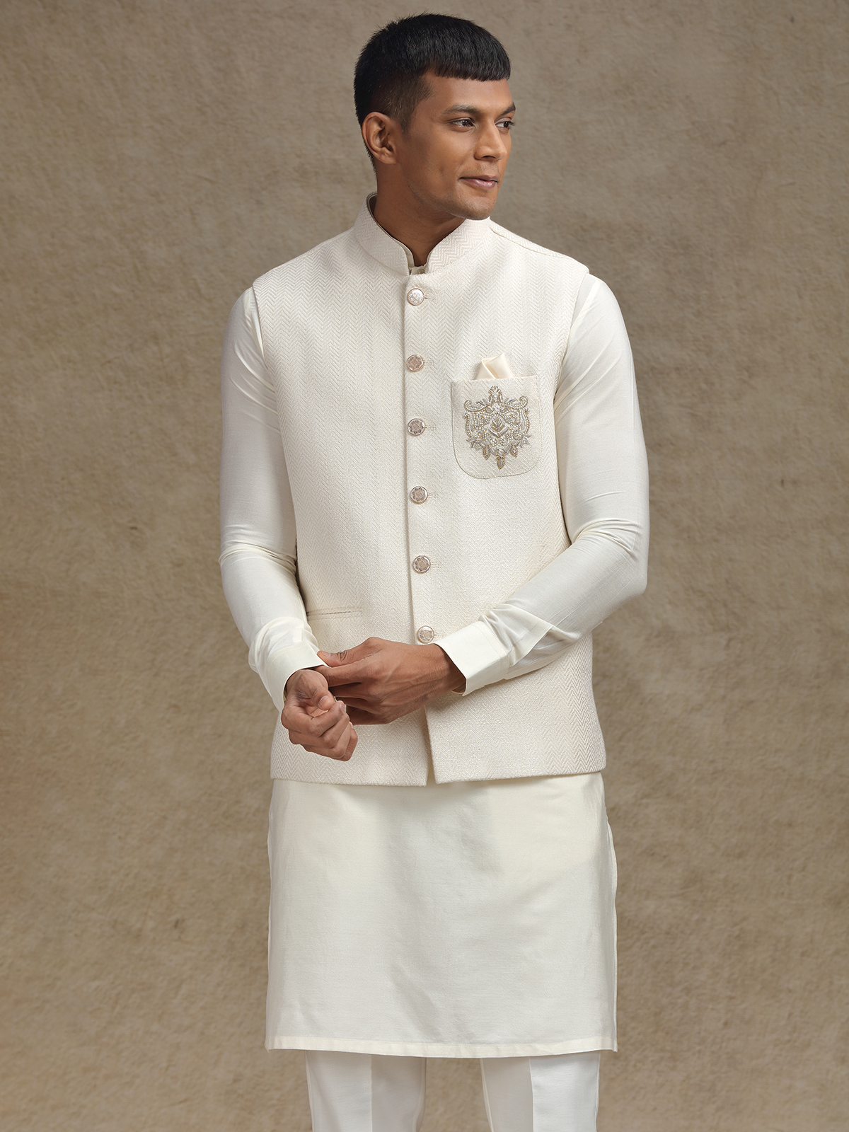 Buy White Waistcoat Set for Men