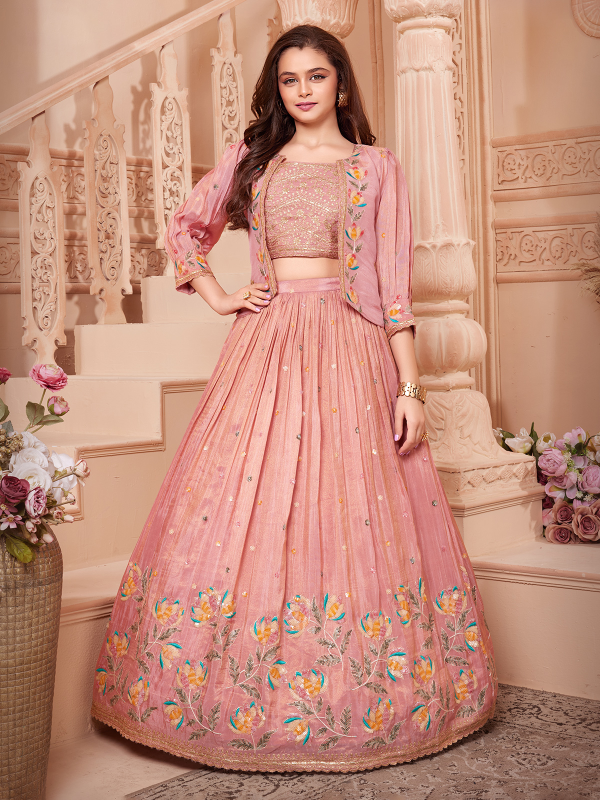 Simple Jacket Type Dresses Girls Jacket Style Lehenga Choli Buy