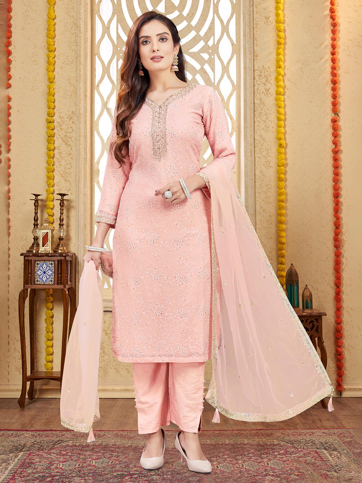 peach color suit salwar