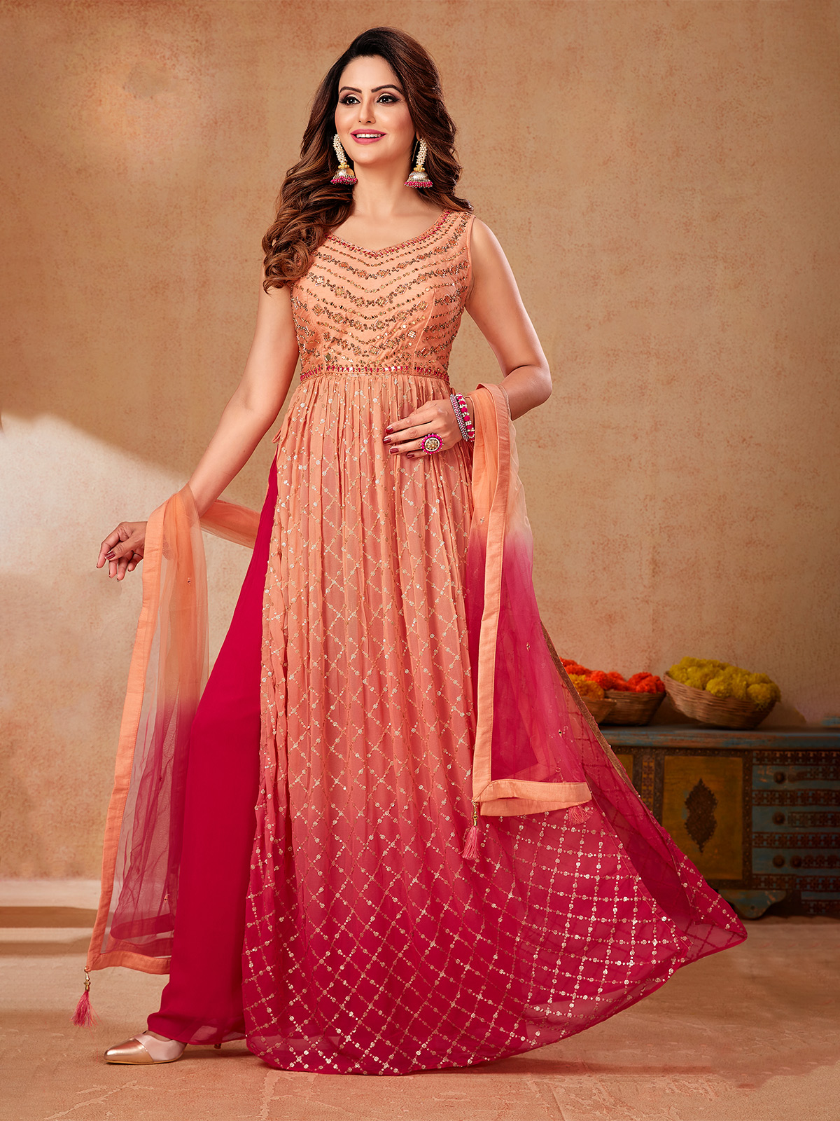 Buy Peach Salwar Suits online in United States United States