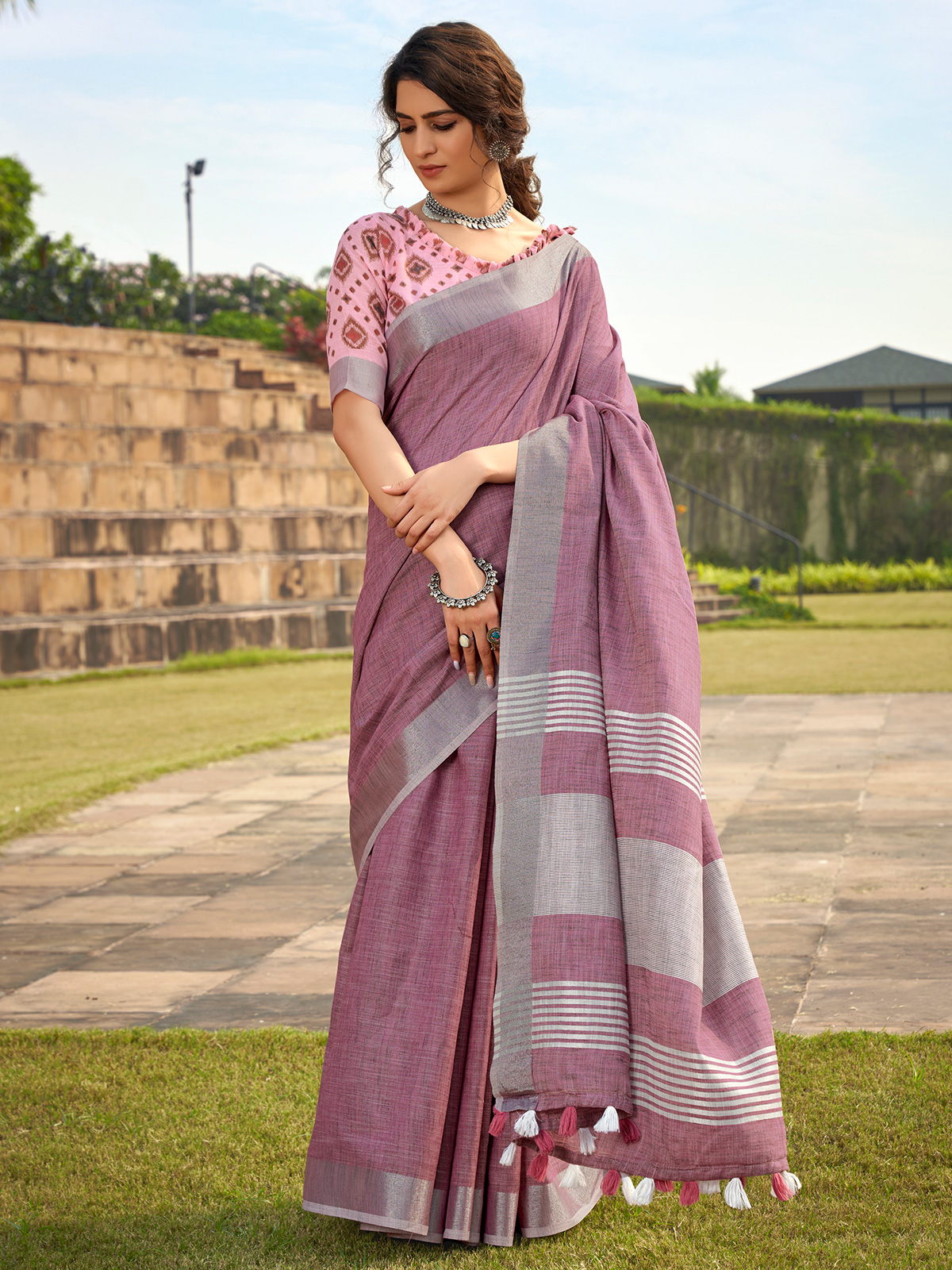 Linen Sarees - Buy Pure Linen Saree Online in USA | United States