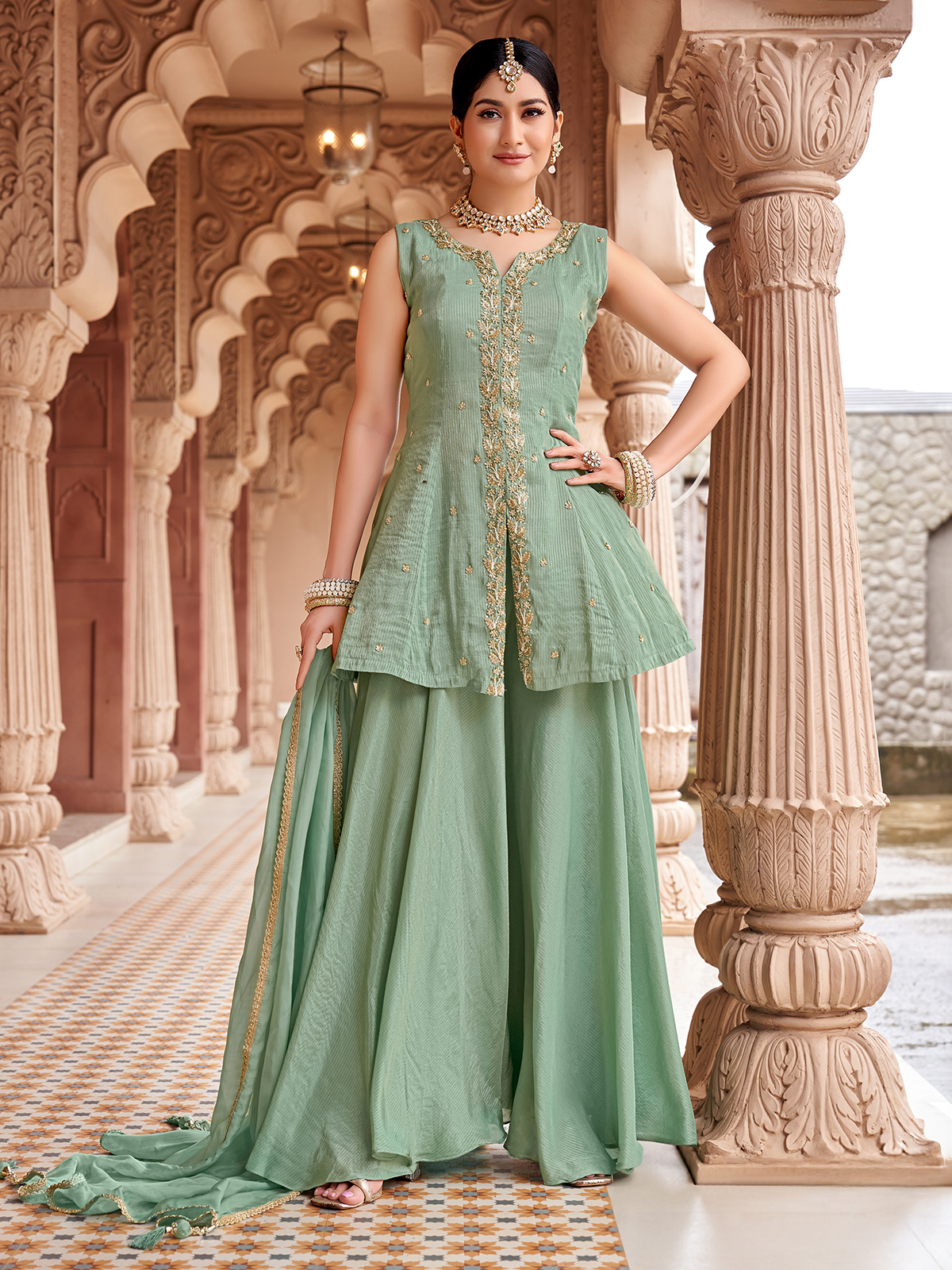 Light Green Jodhpuri Suit With Dupatta Buy Women Green Salwar Suit