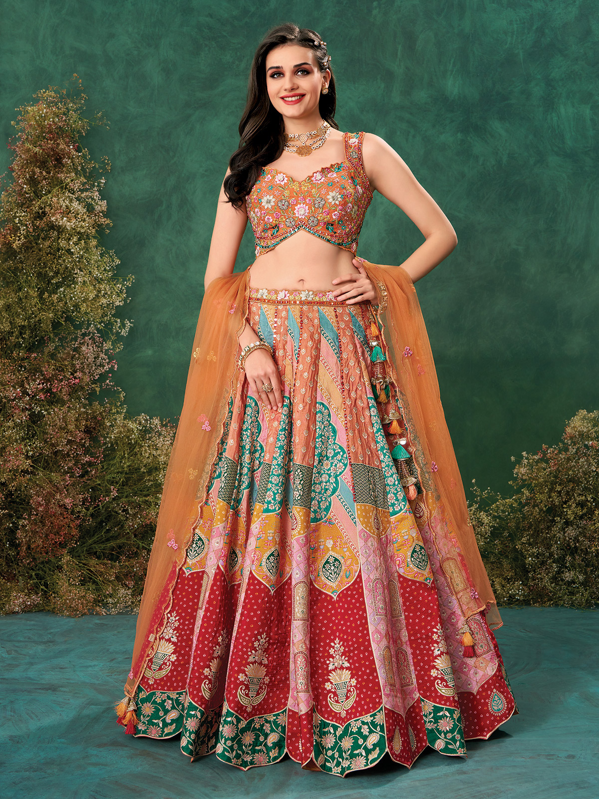 Orange Lehenga: Buy Vibrant Orange Lehenga Cholis Online in