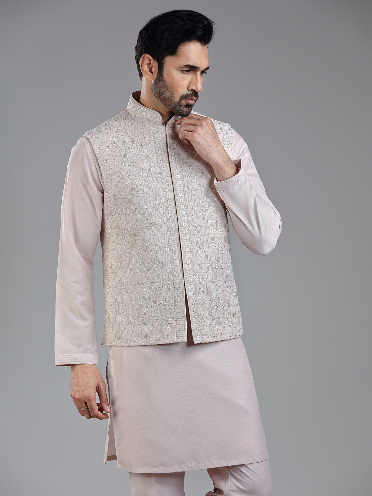 Buy Pink Waistcoat Set for Men