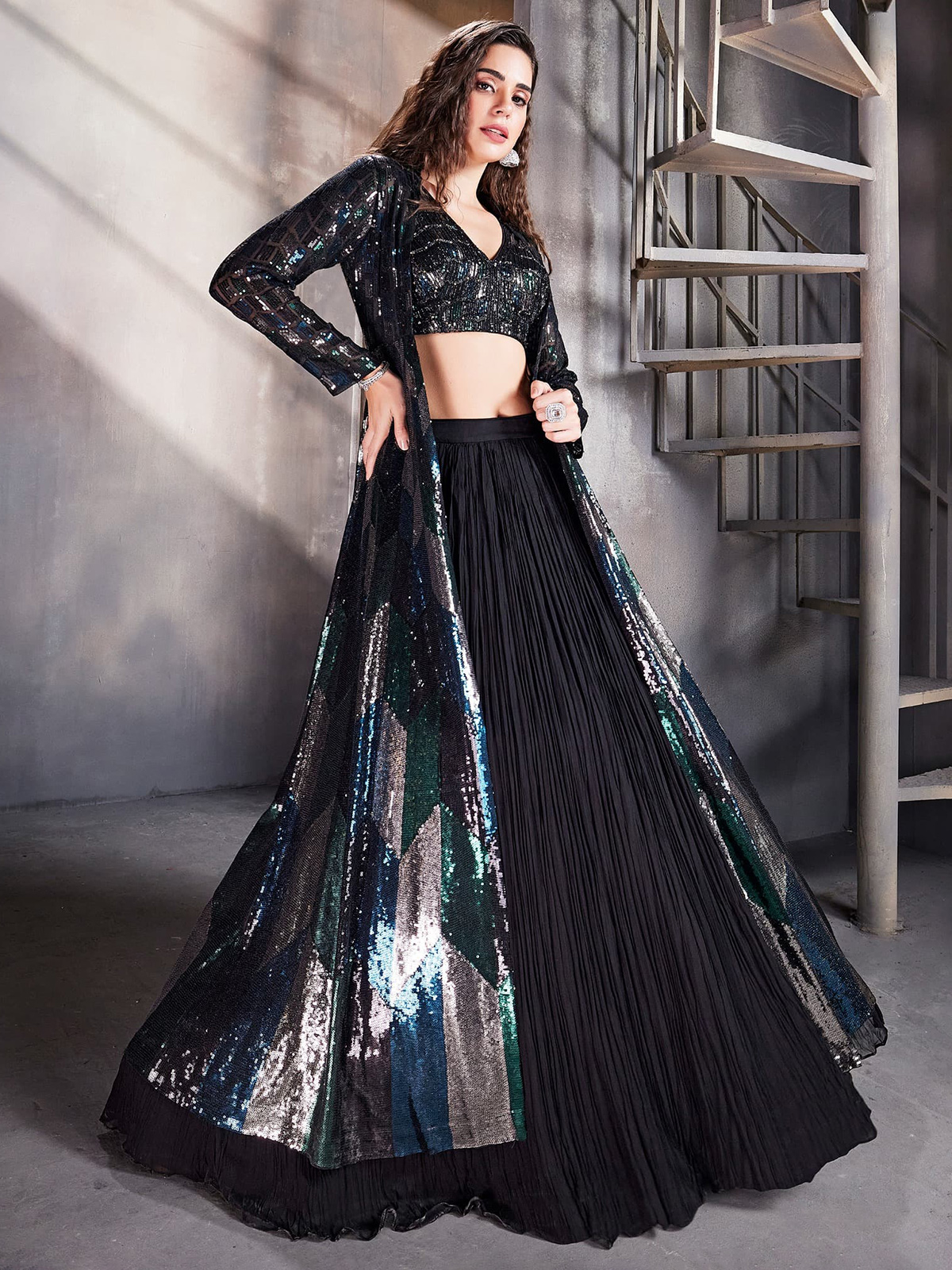 buy black lehenga online