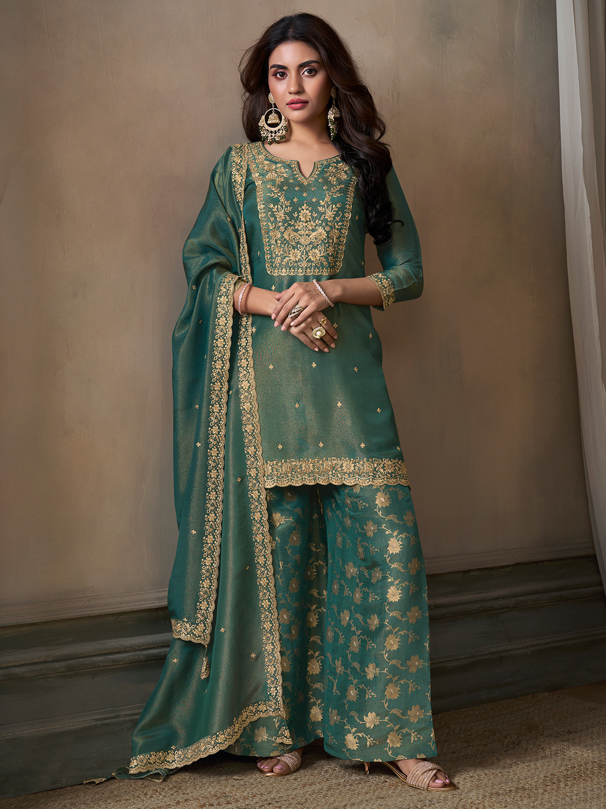 Dark green salwar fashion suit