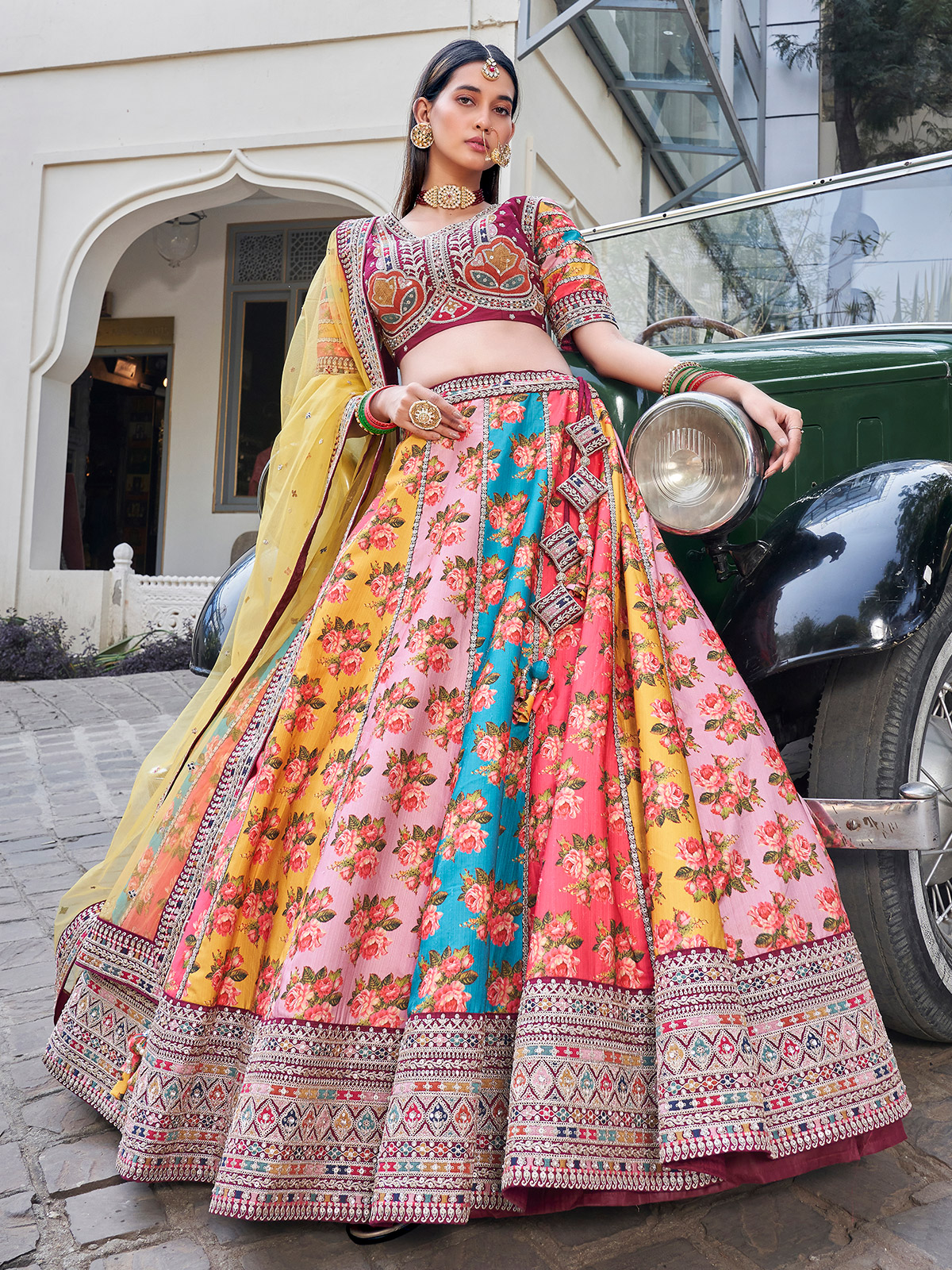 Multicolour lehenga online clearance