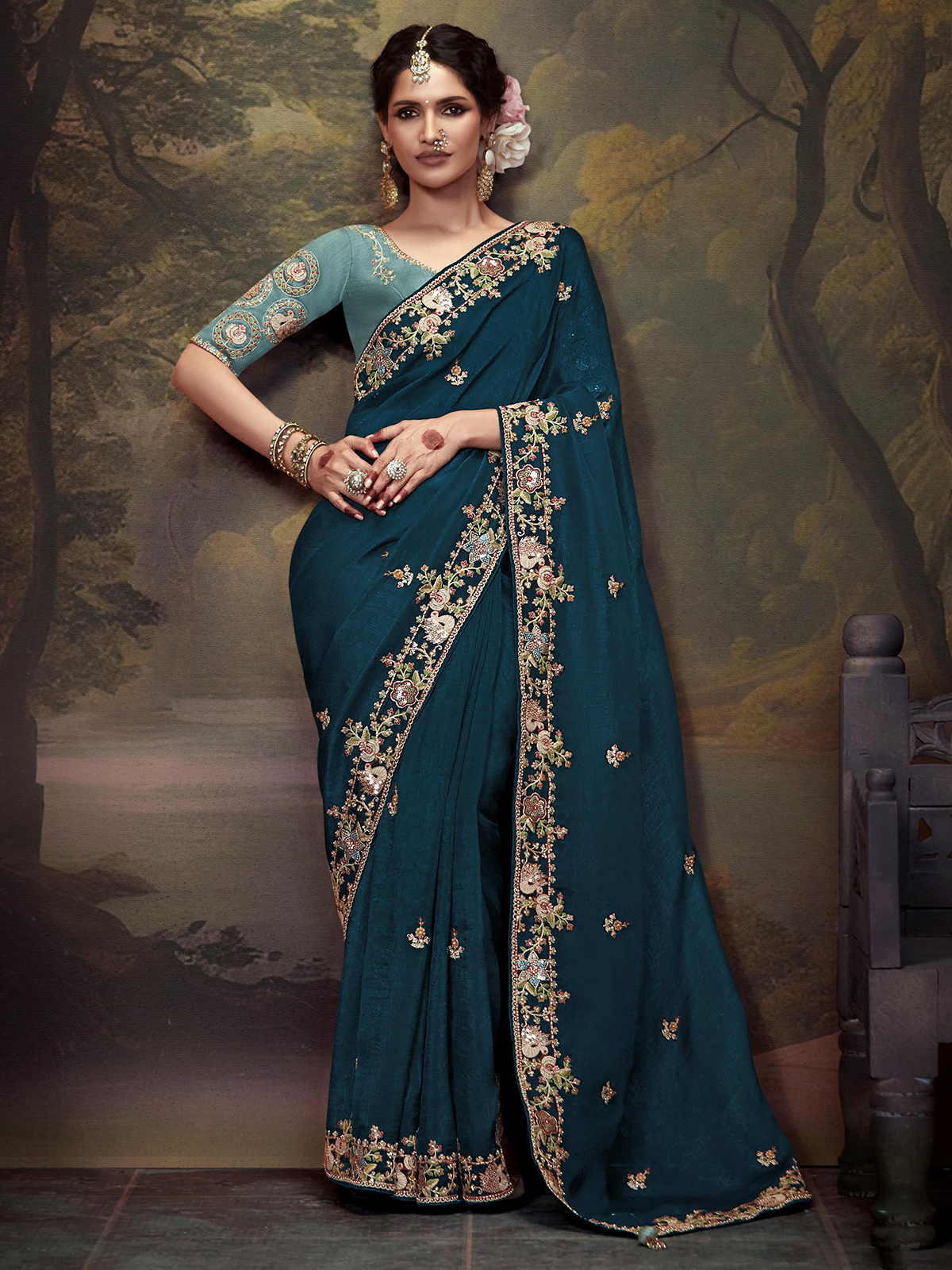 Blue sari dress outlet