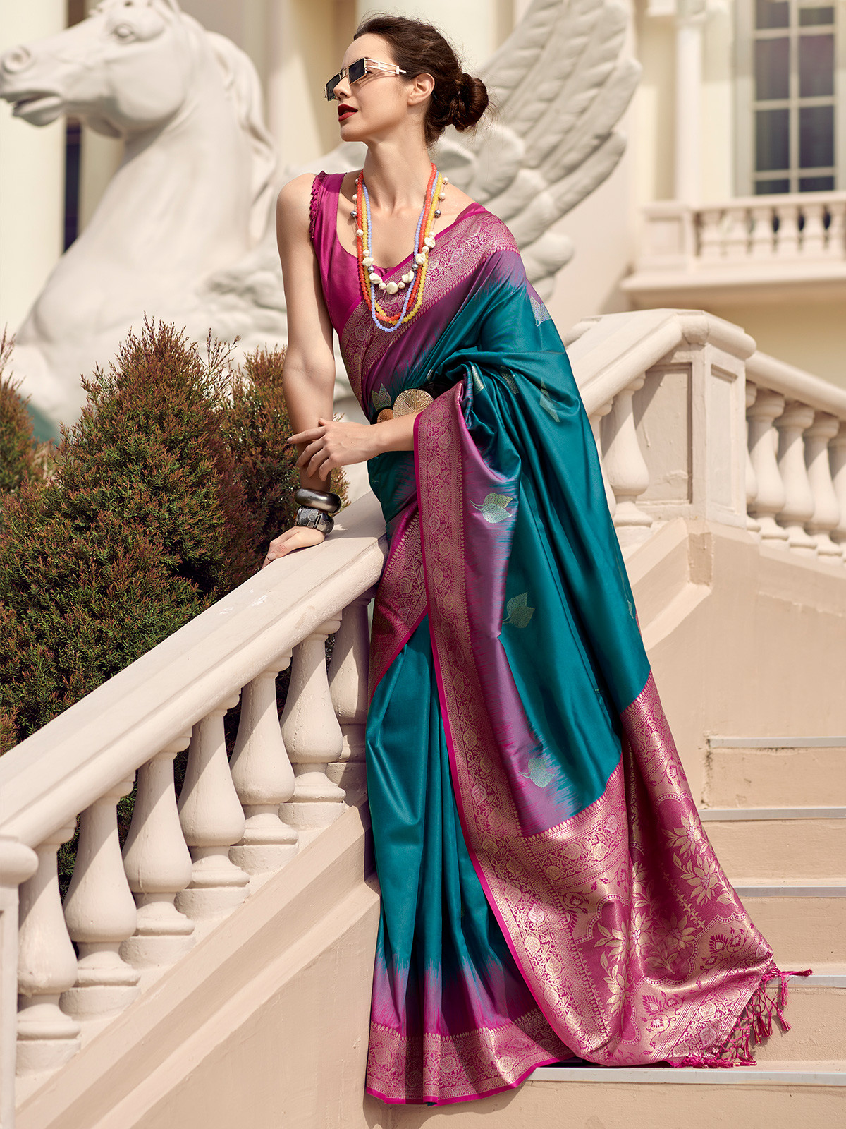 Women's Linen Gota online Work Embellished Saree, Ready to wear saree, Designer saree, Indian saree, Sari and blouse, Bollywood Saree