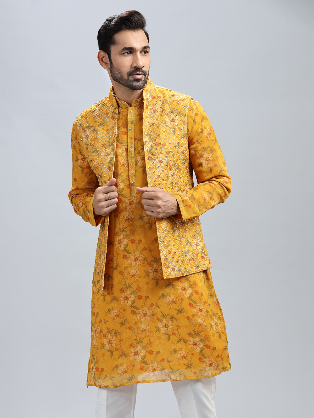 Buy Yellow Waistcoat Set for Men