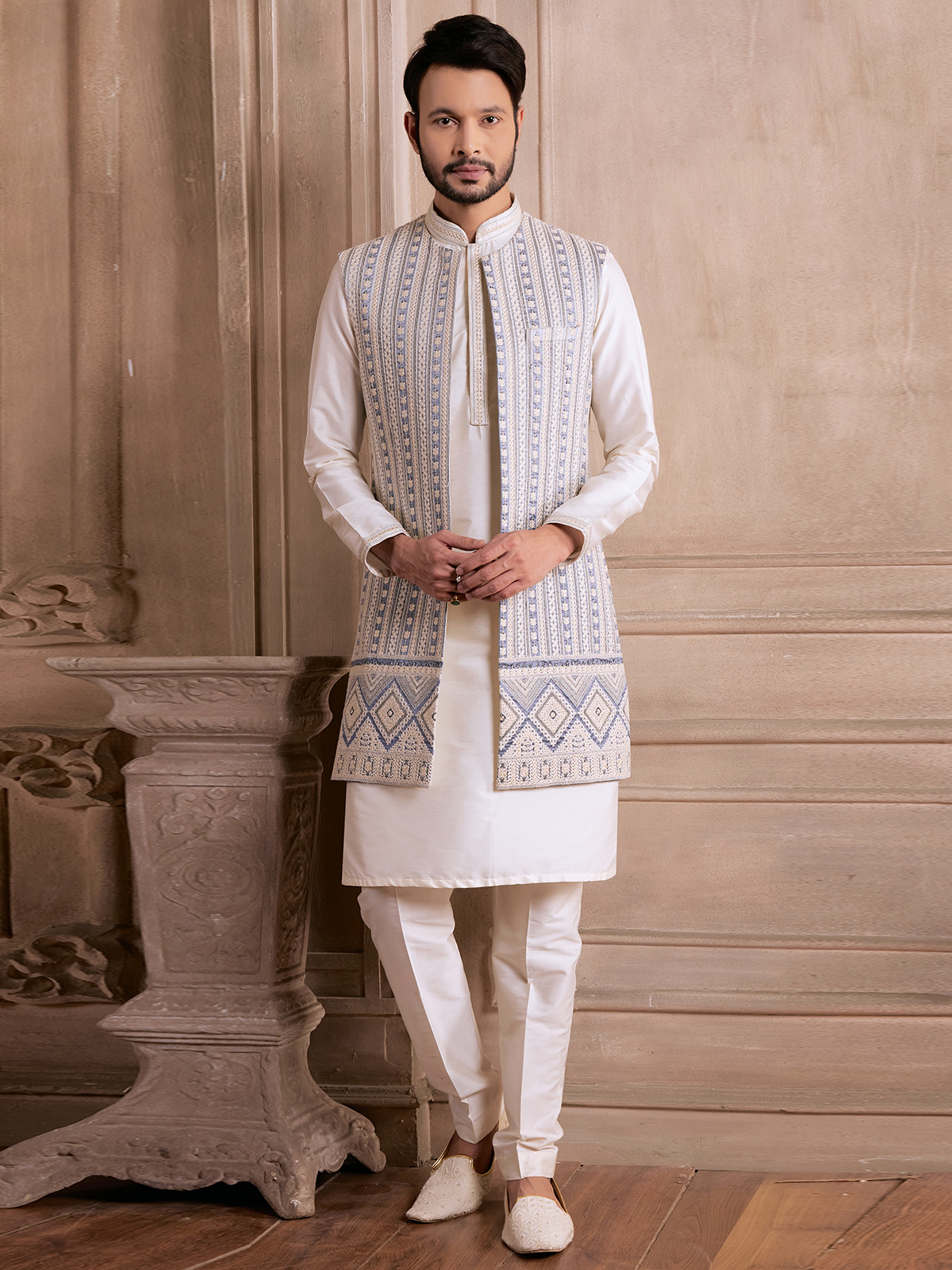 Buy Classic Cream Waistcoat Set for Men