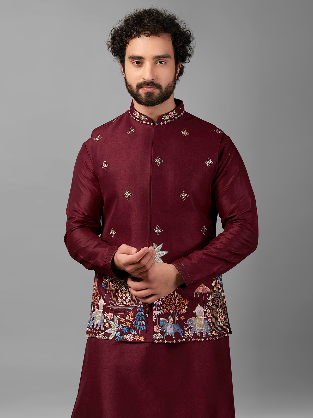 Maroon Waistcoat Set