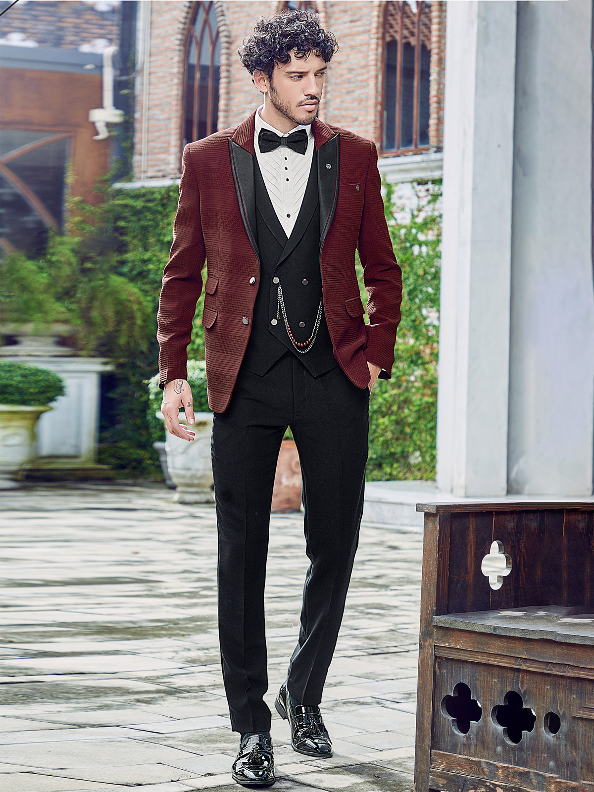 Maroon Coat Suit