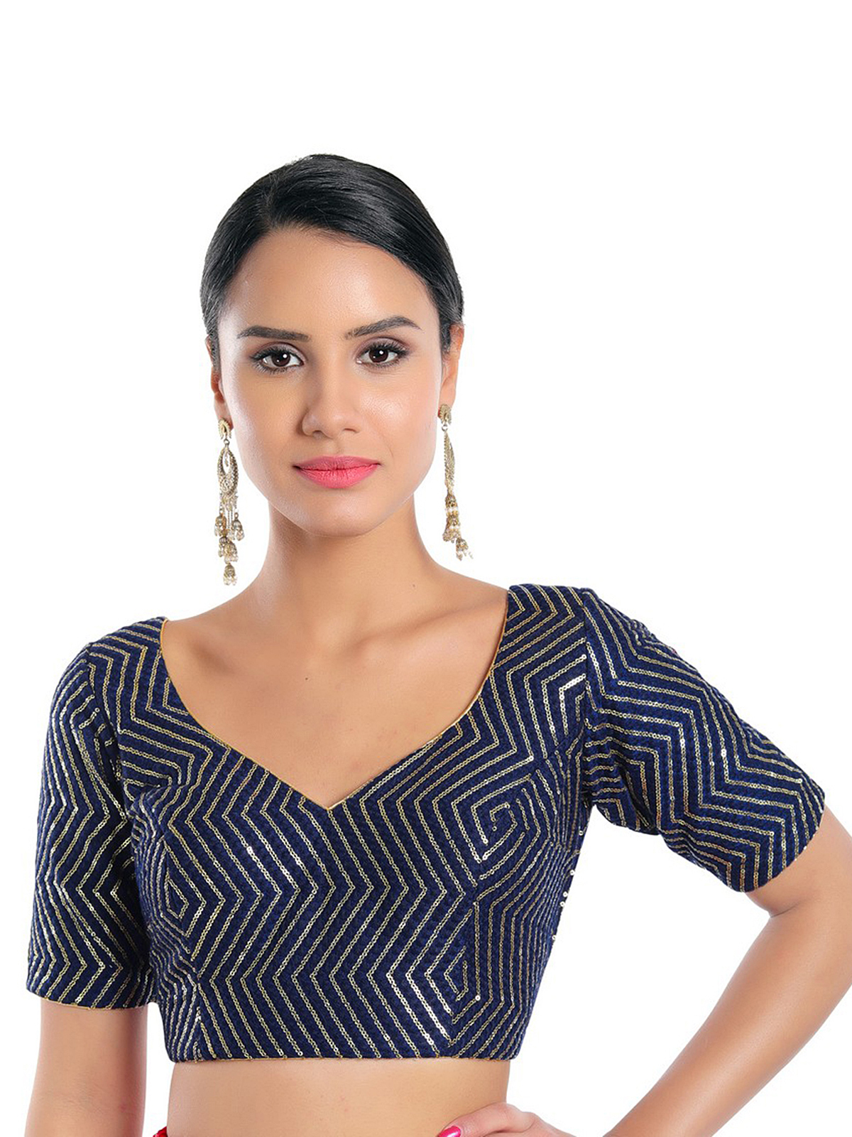 Navy blue designer blouse online best sale