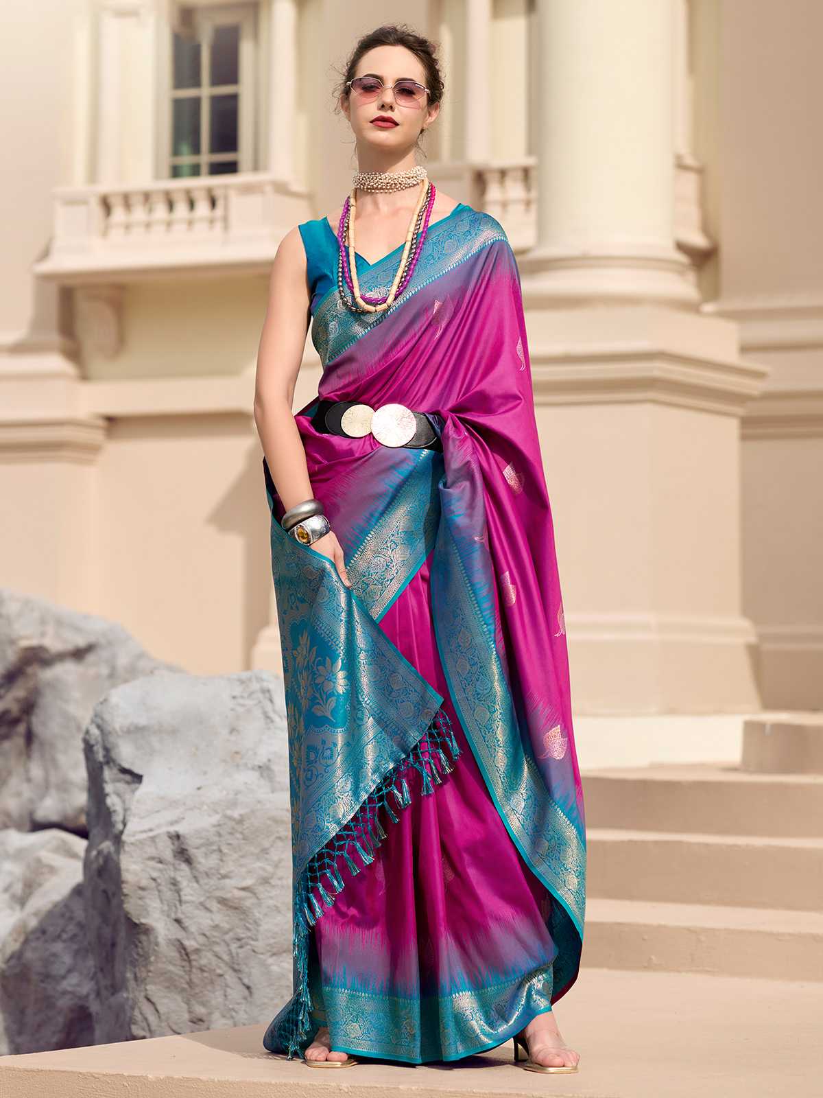 Women's Linen Gota online Work Embellished Saree, Ready to wear saree, Designer saree, Indian saree, Sari and blouse, Bollywood Saree