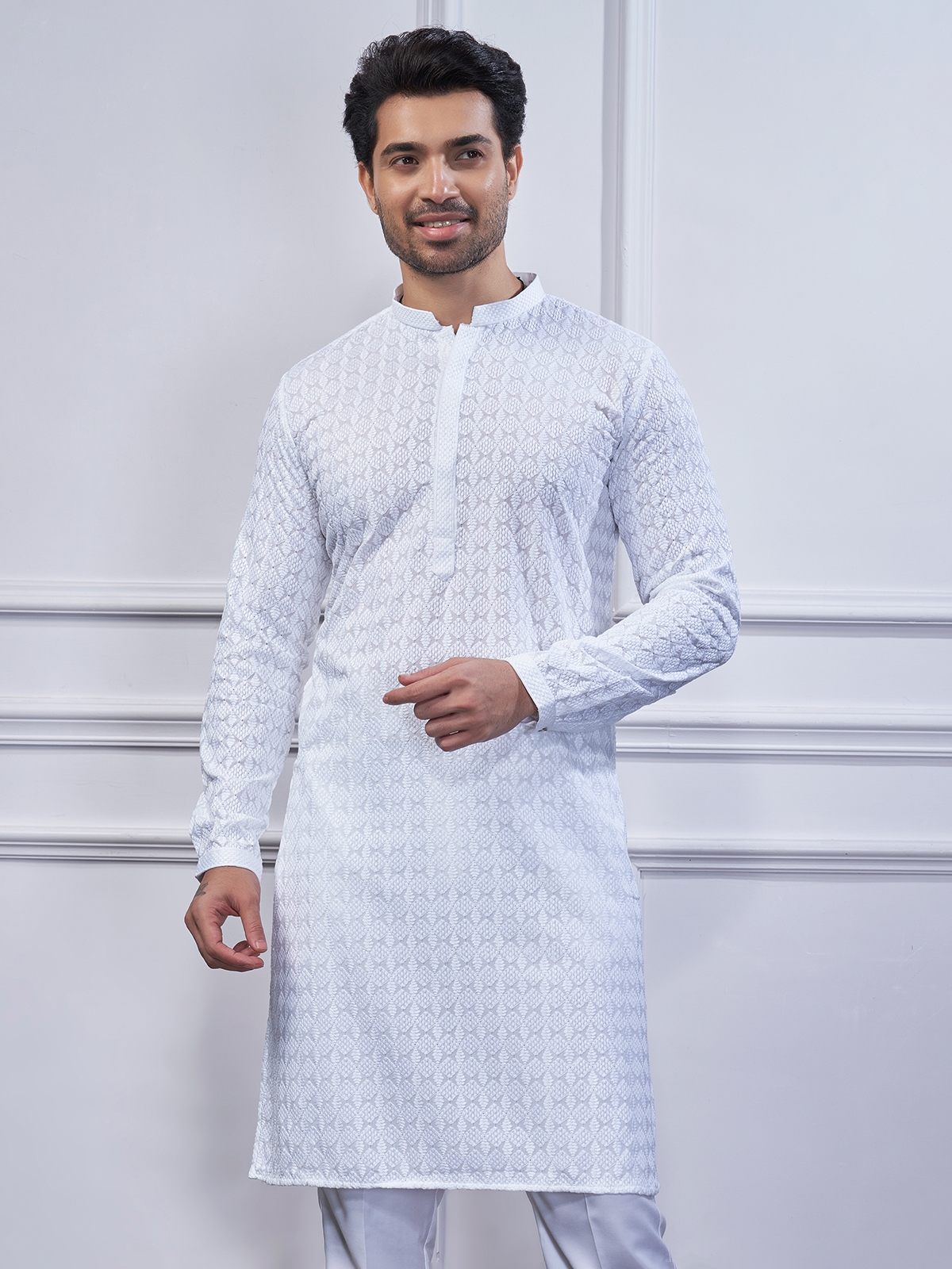 White Kurta Blue Jeans Men White Kurta Pajama: Buy Latest White