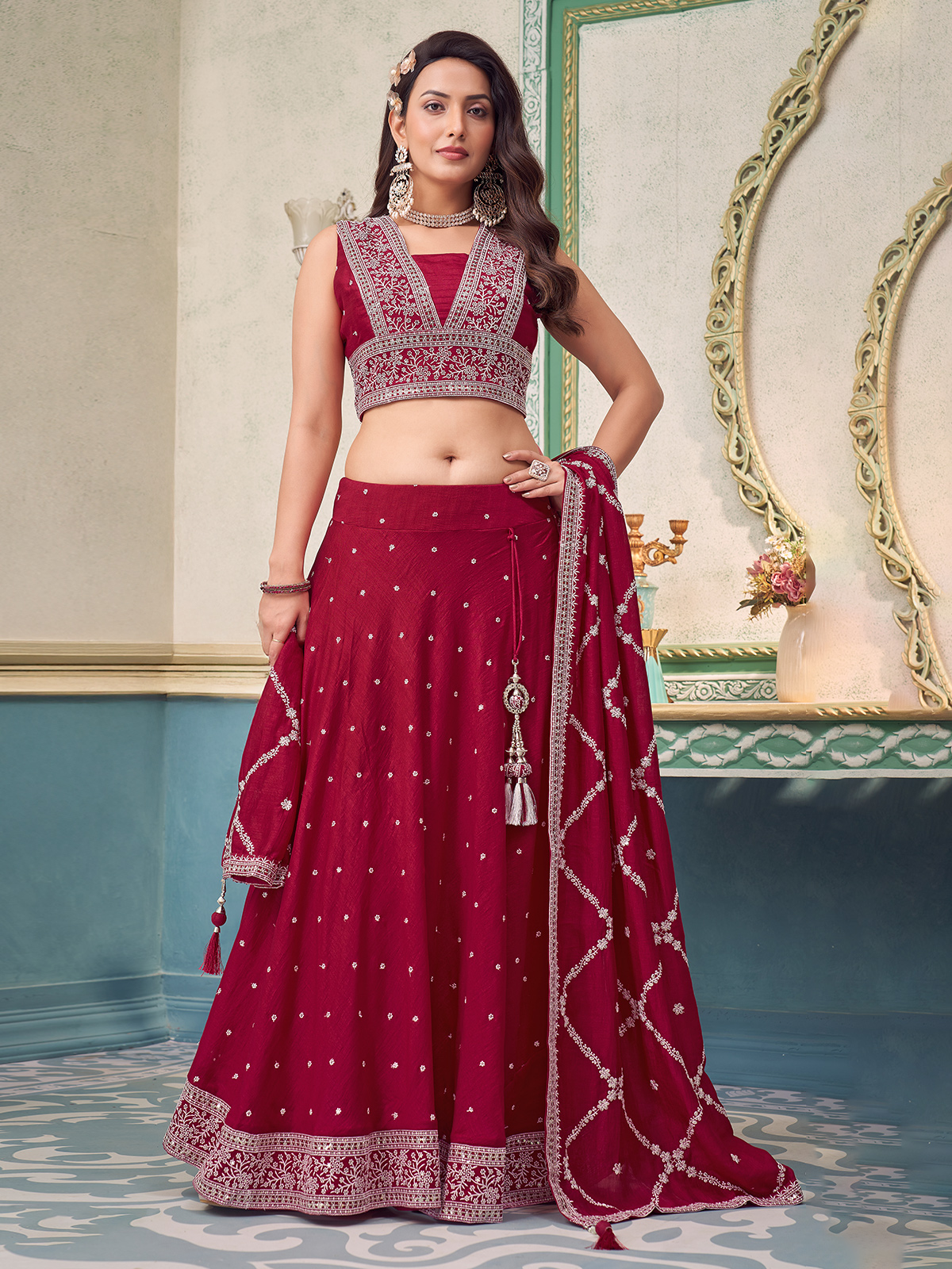 Wine Lehenga: Buy Luxurious Wine Lehenga Cholis Online in