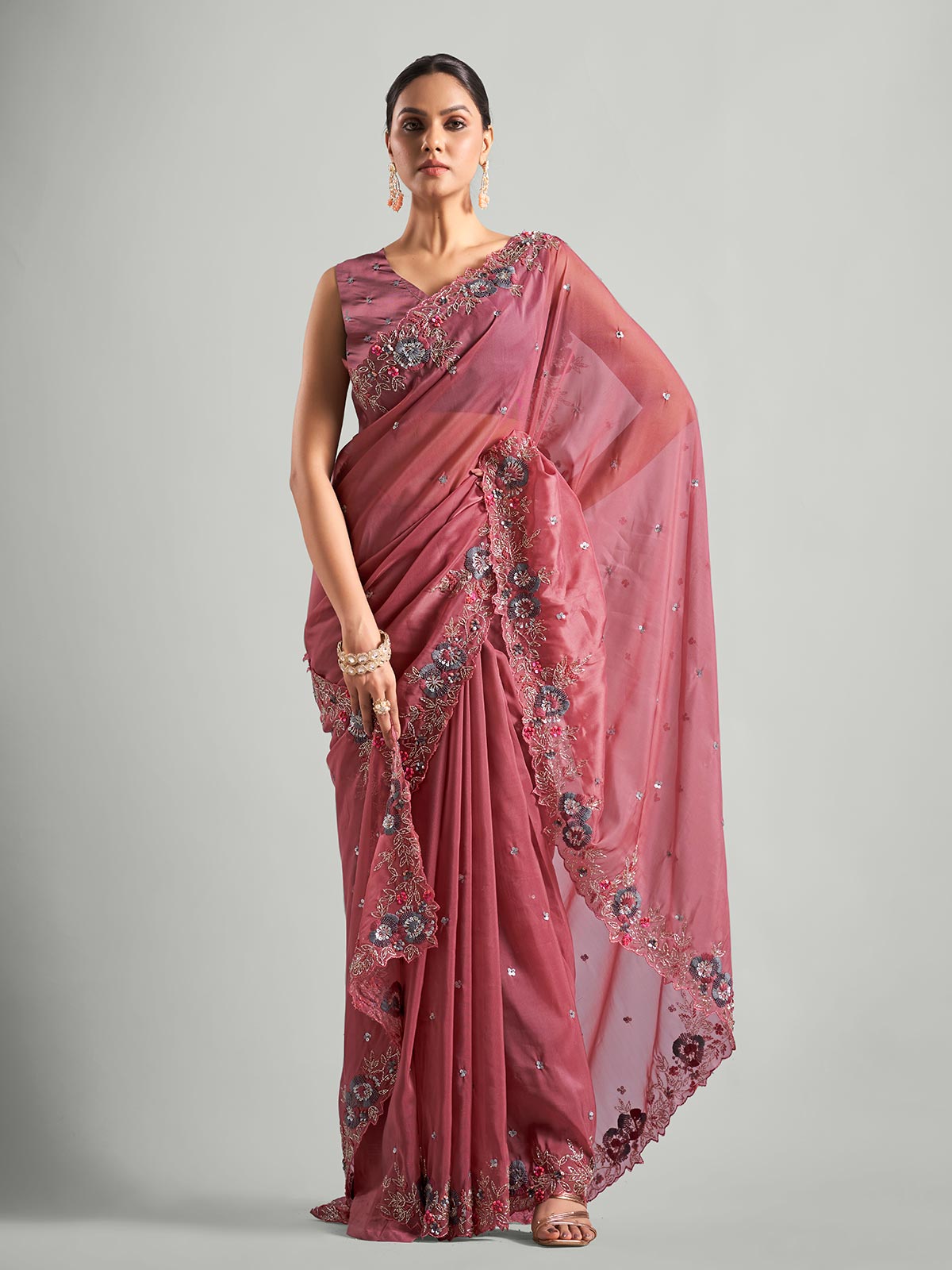 Beautiful shipping Silver Tissue Silk Saree With Unstitched Blouse For Women Wedding Wear Party Wear Festive Wear Sari